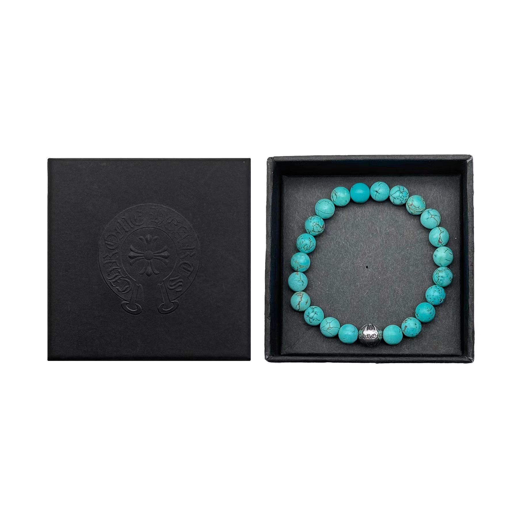 Chrome Hearts Chrome Hearts 8mm Single Silver Turquoise Cross Bracelet Size ONE SIZE - 4 Thumbnail