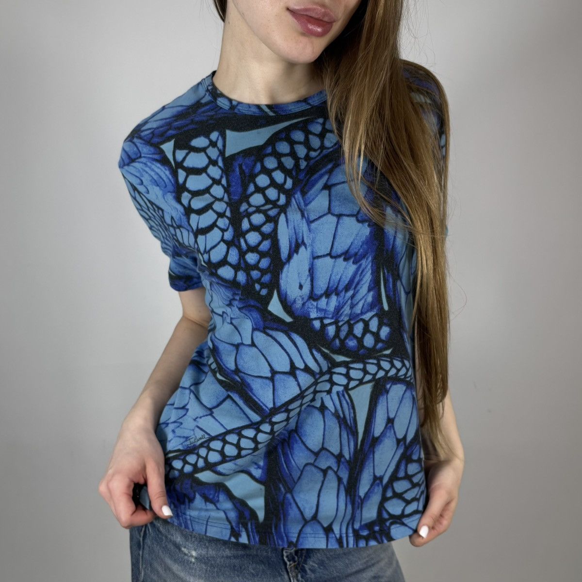 Just Cavalli Vintage Y2K Just Cavalli Abstract Floral Print Luxury Tshirt Size L / US 10 / IT 46 - 1 Thumbnail