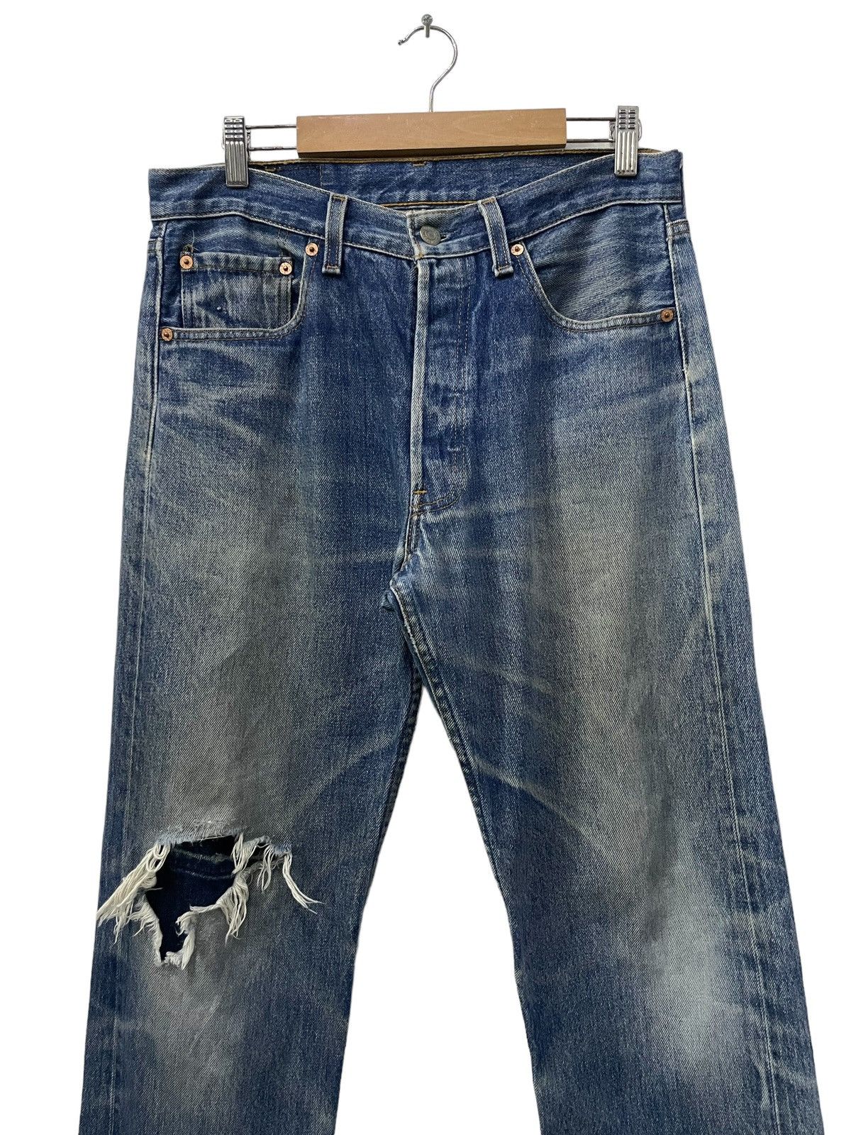 Levi's × Vintage Vintage 90s Levis 501 Japan Made Distressed Repaired Jeans Size US 30 / EU 46 - 4 Thumbnail