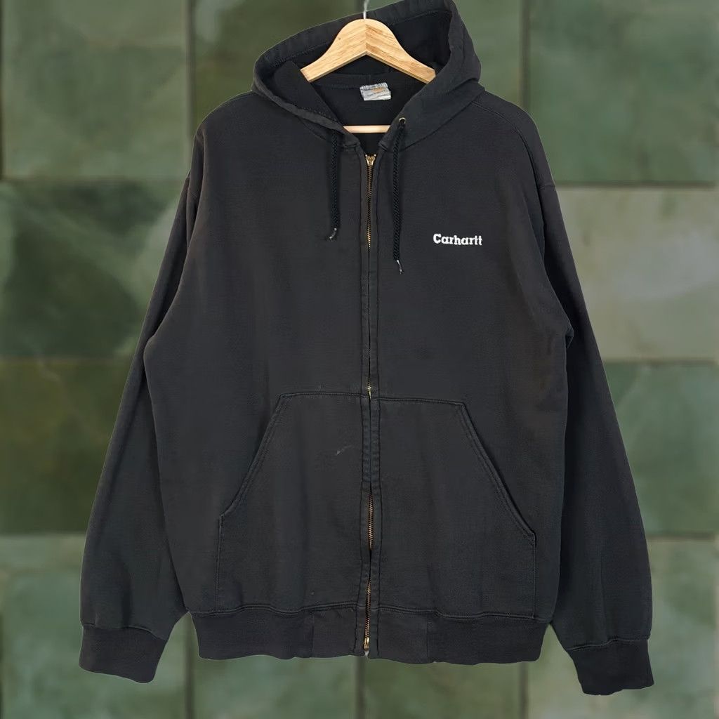 Carhartt VINTAGE Carhartt Hoodie Mens Large Black Full Zip Sweatshirt Workwear Size US L / EU 52-54 / 3 - 1 Thumbnail