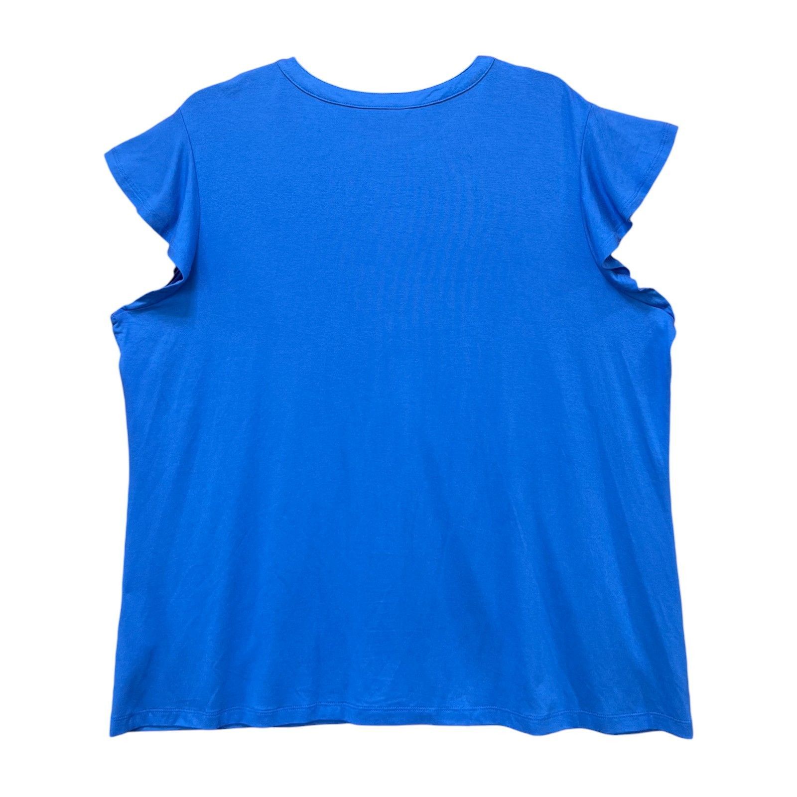 Other Liz Claiborne - Women's Keyhole Neck Short Sleeve Blouse - B Size XXL / US 16-18 / IT 52-54 - 4 Thumbnail