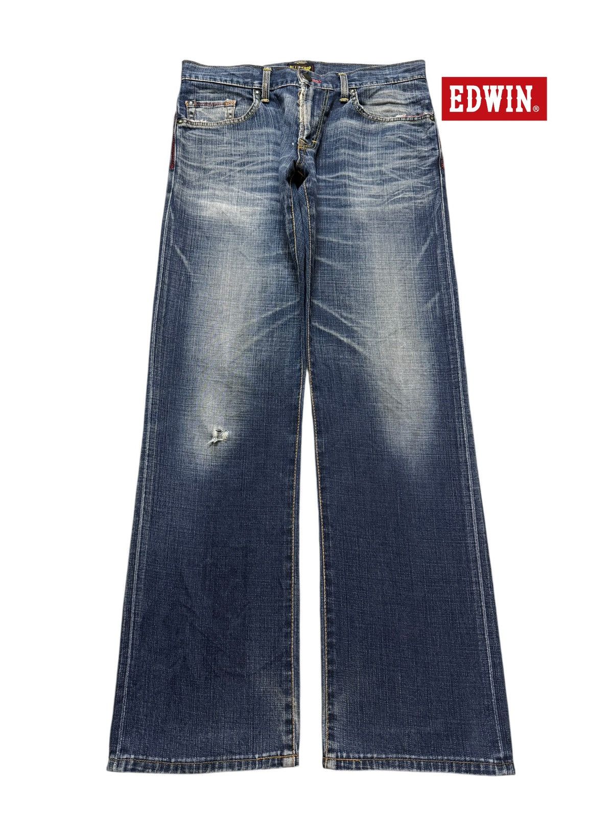 Edwin Vintage 90s Japan Edwin Blue Trip Faded Wash Wide Leg Loose Size US 32 / EU 48 - 1 Thumbnail