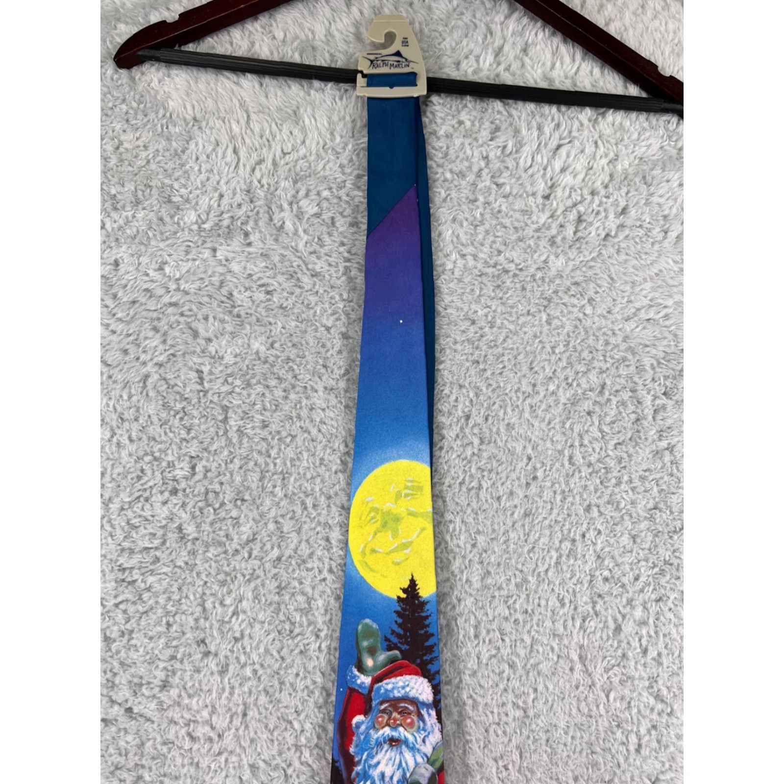 Vintage Ralph Marlin Vintage 1990 Christmas Holiday Mens Tie Snow Man Roof Top Santa Tie Mens Red Polyester Short One Size Classic Size ONE SIZE - 3 Thumbnail