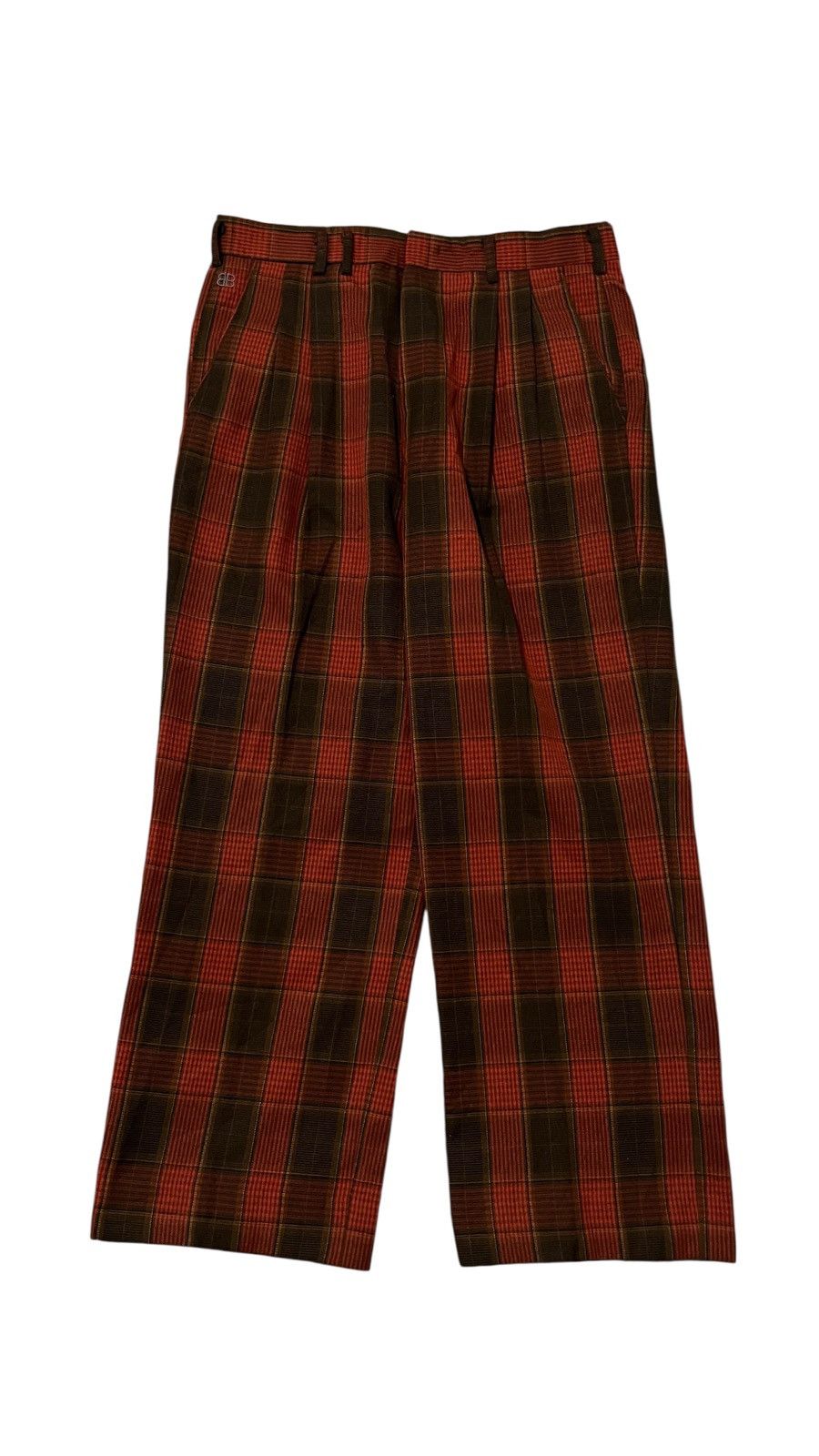 パンツ 90s BALENCIAGA wide wool check slacks Vintage 90s Balenciaga Paris Plaid Check Wool Baggy Pants