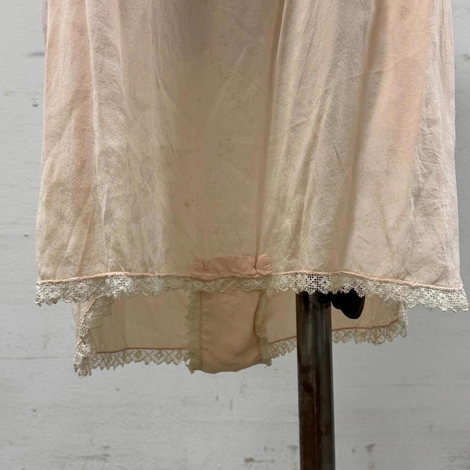 Other Antique 20s Pink Silk & Filet Lace Step-In Lingerie Teddy Size ONE SIZE - 5 Thumbnail