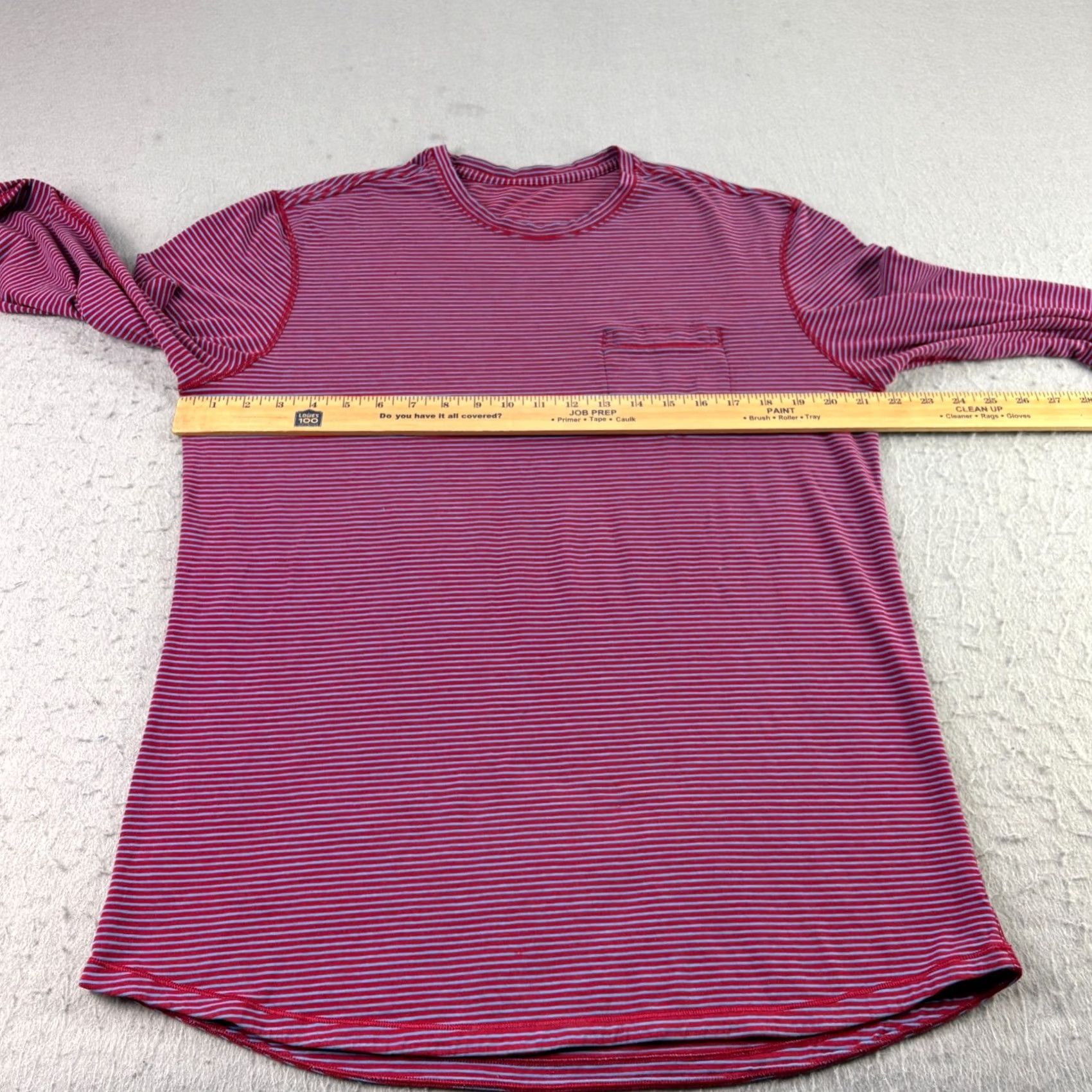 Lululemon Lululemon Shirt Mens L Red Striped Long Sleeve Crew Neck Basic Athleisure Shirt Size US L / EU 52-54 / 3 - 3 Thumbnail