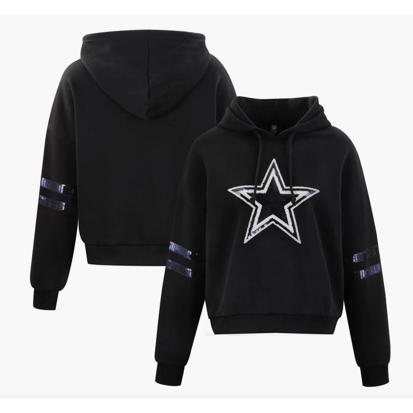 NFL Dallas Cowboys Cropped Hoodie M | Sequin Star Black Fleece Size M / US 6-8 / IT 42-44 - 13 Thumbnail