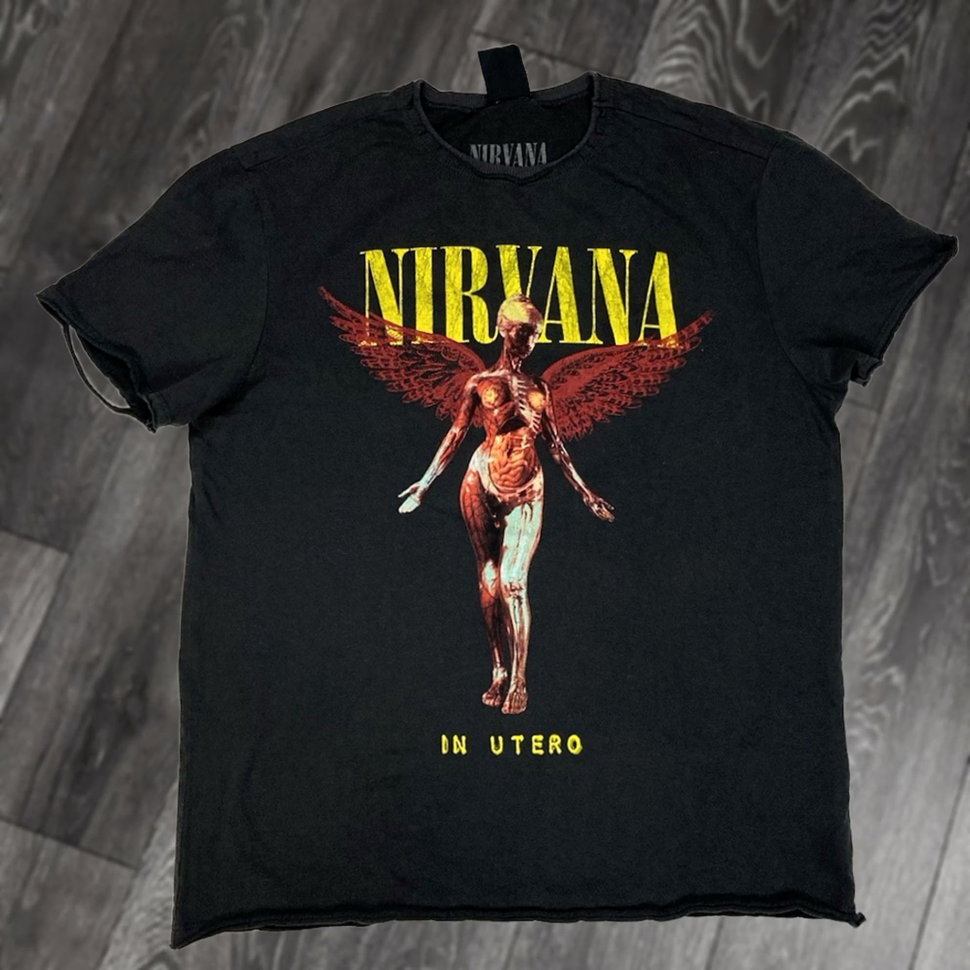 Vintage Nirvana In Utero Graphic T-shirt Women Small Black Short Sleeve Distressed Music Size S / US 4 / IT 40 - 1 Thumbnail