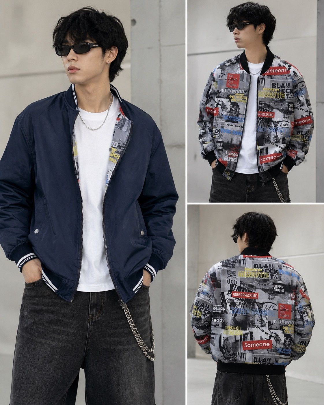 Other Reversible Graphic Bomber Jacket Streetwear Full Print Size US M / EU 48-50 / 2 - 7 Thumbnail