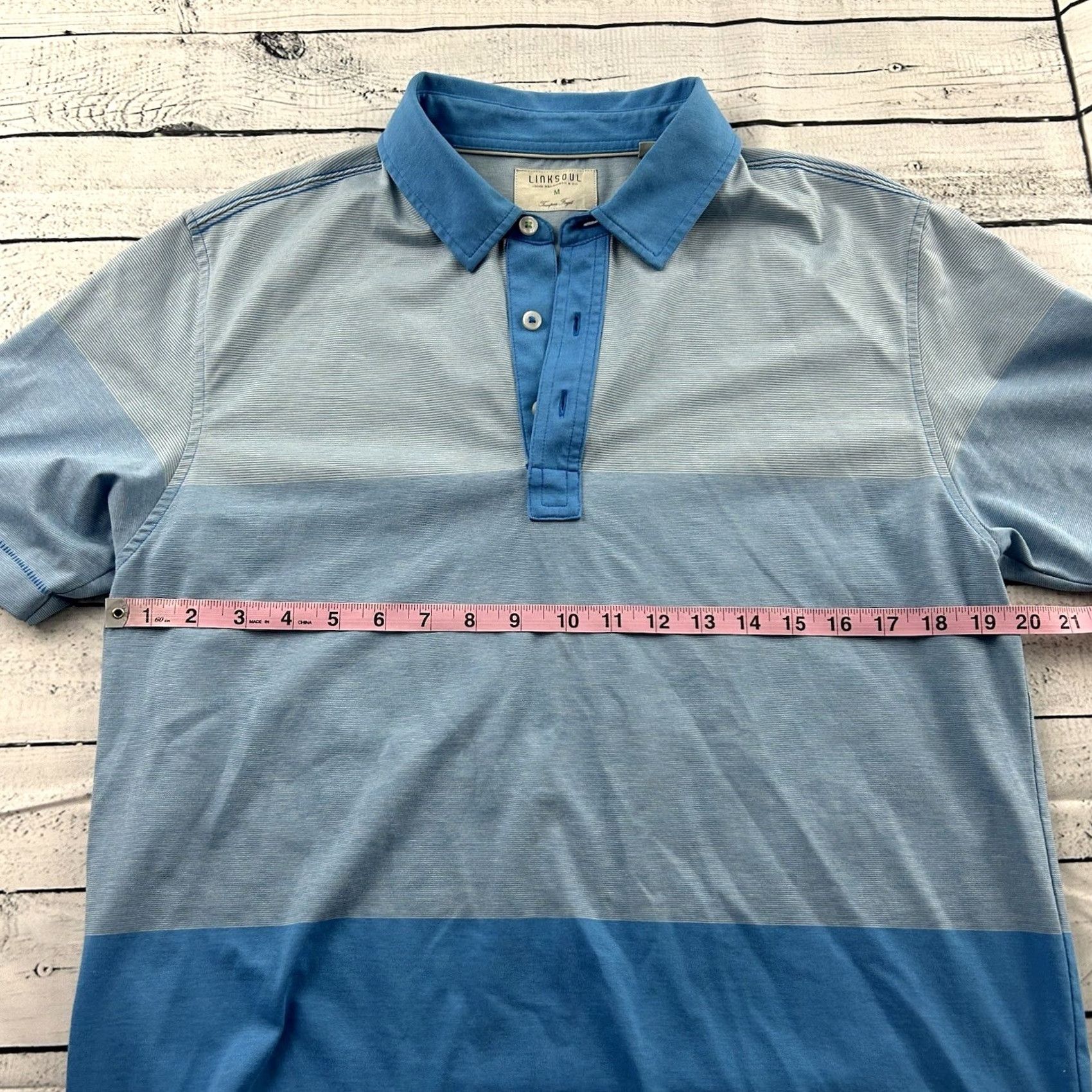 Vintage Linksoul Striped Short Sleeve Golf Polo Shirt Men's M Blue Size US M / EU 48-50 / 2 - 4 Thumbnail