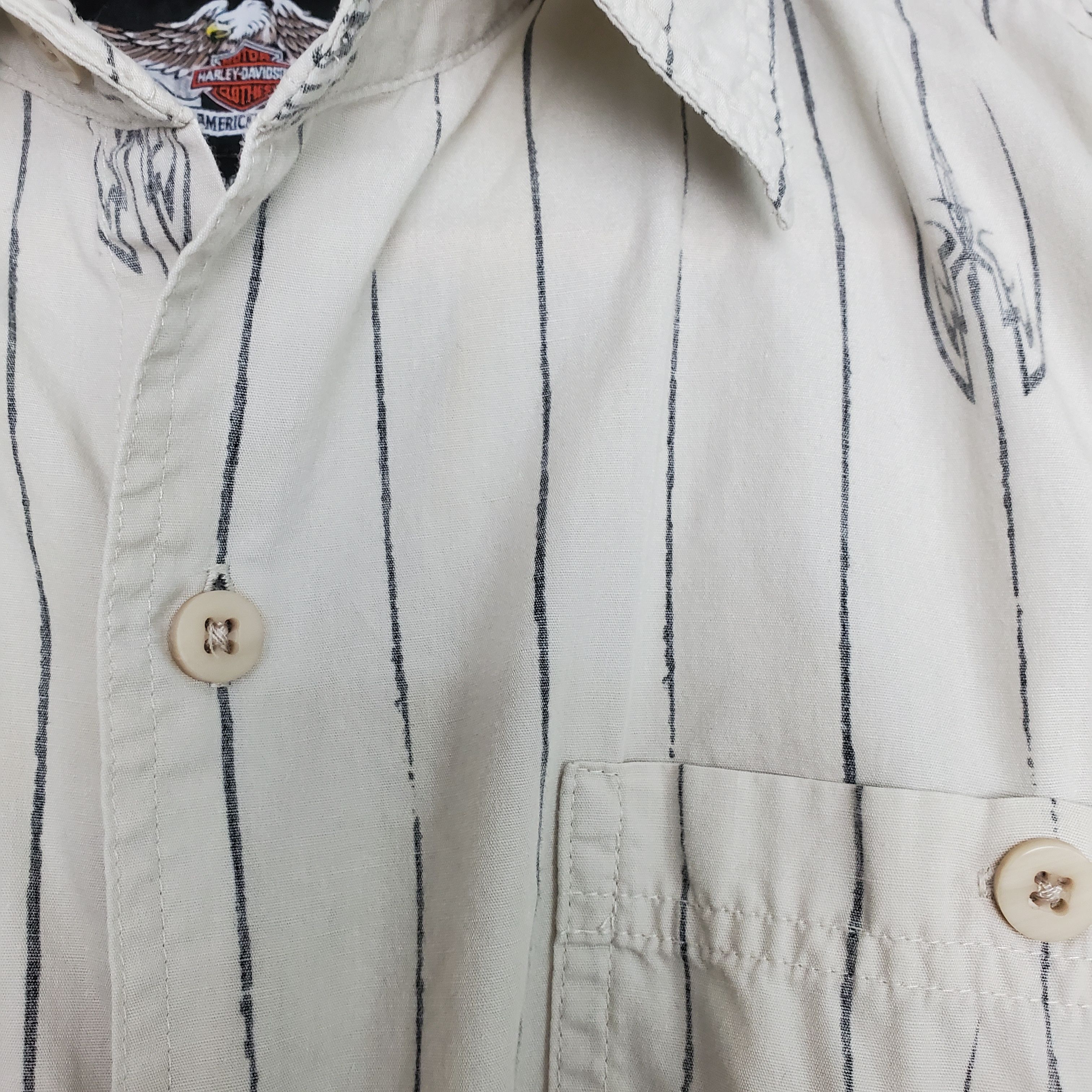 Harley Davidson Harley-Davidson Short Sleeve Button Down Striped Short SZ:L Size US L / EU 52-54 / 3 - 4 Thumbnail