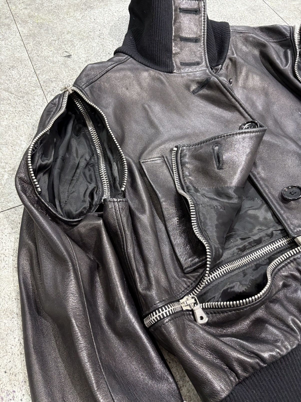 Dolce & Gabbana Dolce & gabbana Multi-Zip Convertible Leather Bomber Jacket Size S / US 4 / IT 40 - 3 Thumbnail