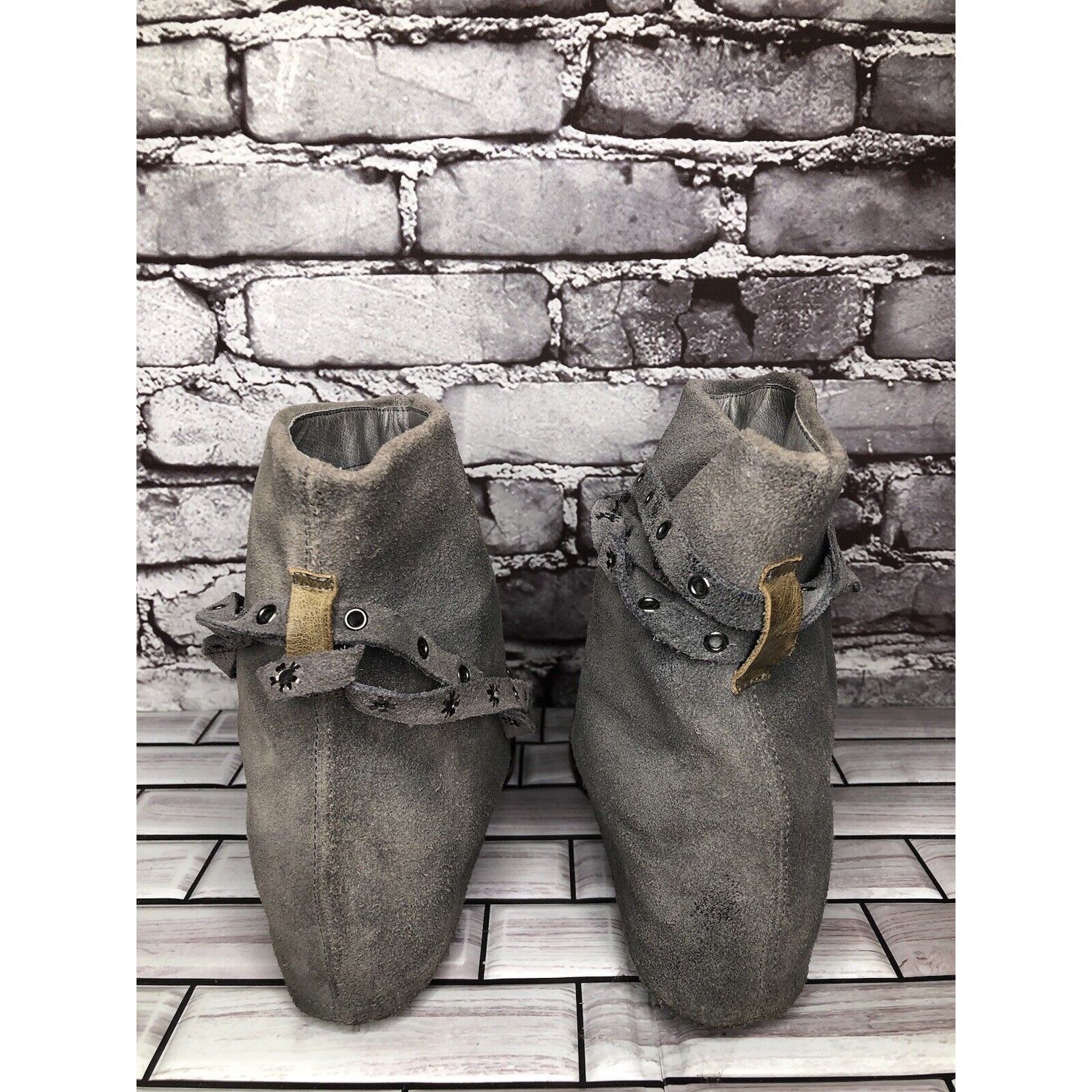 Other Antelope Gray Suede Taupe Leather Dress Casual Heel Boots Wo Size US 6.5 / IT 36.5 - 4 Thumbnail