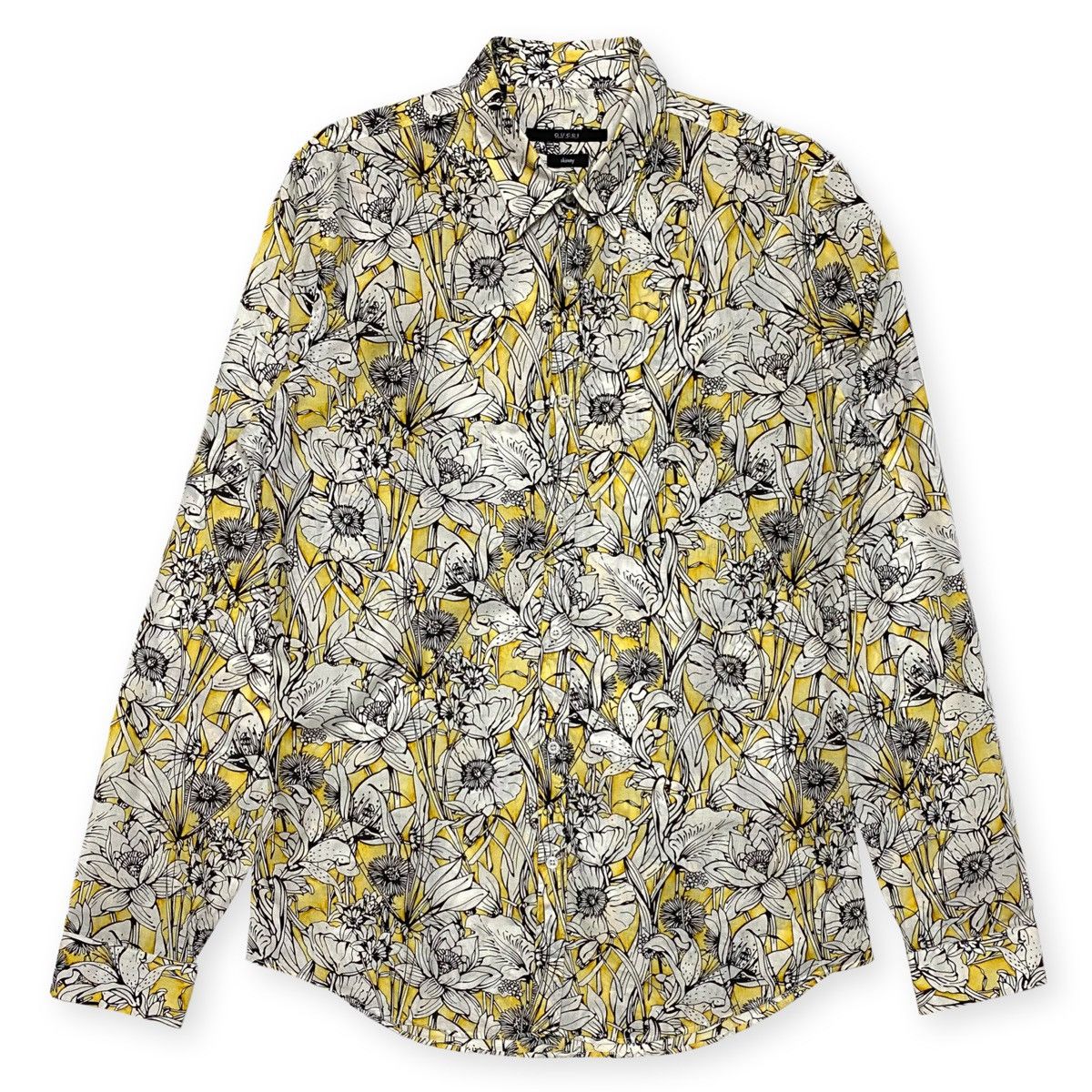 image of Button Ups Shirt Gucci Skinny Floral in Yellow, Men's (Size Medium)