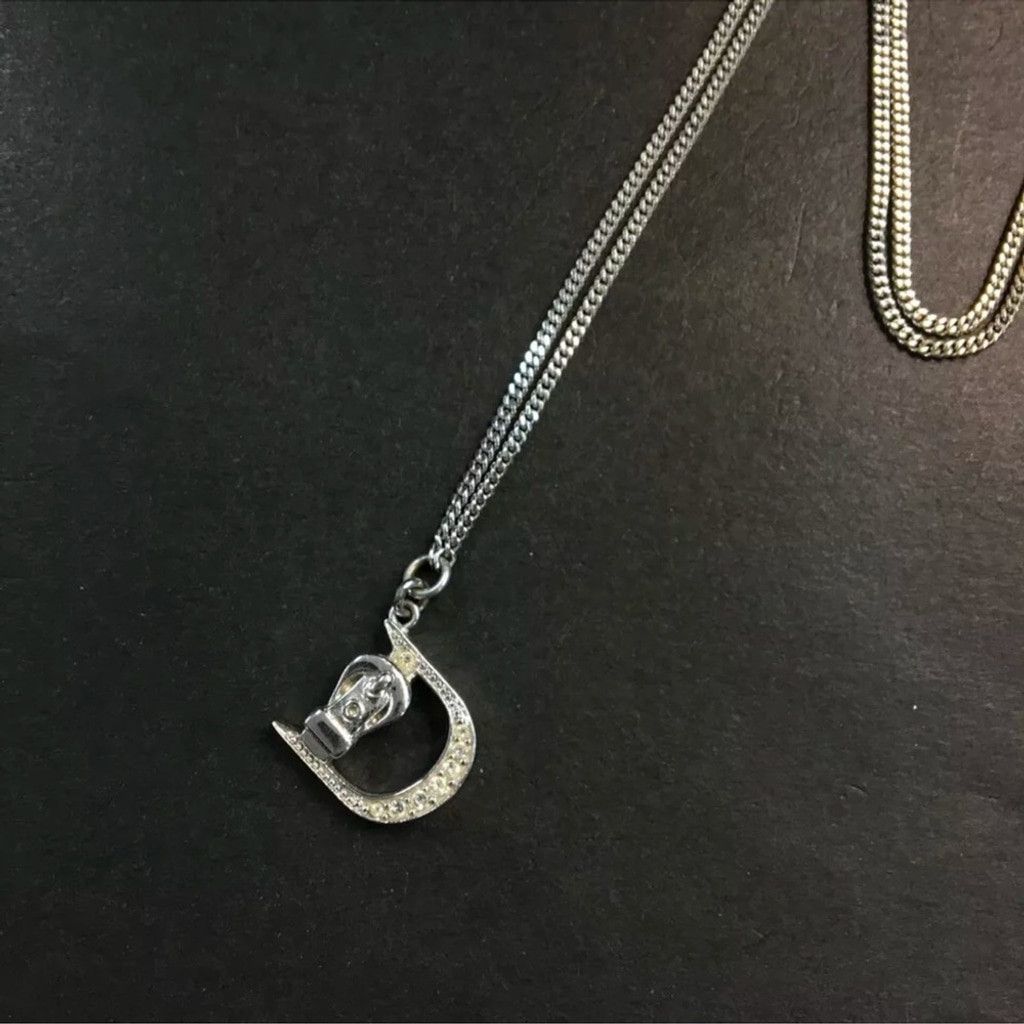 Dior Rare Christian Dior D Logo Crystals in Silver Tone Necklace Size ONE SIZE - 2 Thumbnail