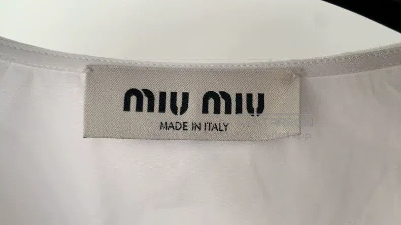 Miu Miu Miu Miu 42 White navy collar long sleeve shirt Size L / US 10 / IT 46 - 4 Thumbnail