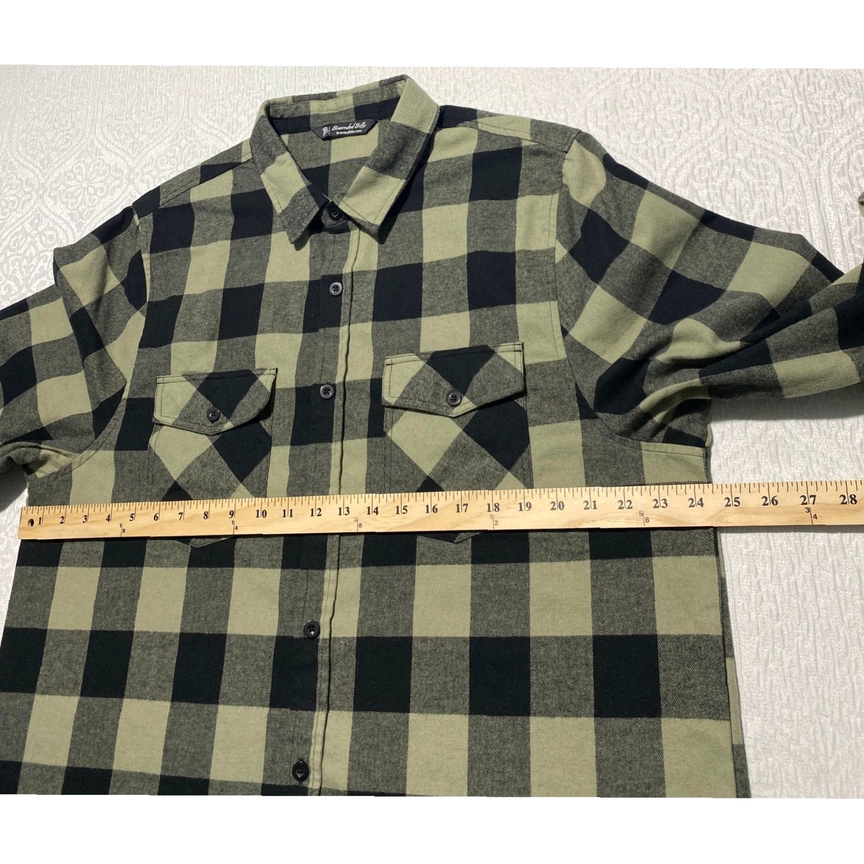 Olive Branded Bills Button-Up Flannel Shirt Mens XL Olive Green Black Buffalo Plaid Shirt Size US XL / EU 56 / 4 - 7 Thumbnail