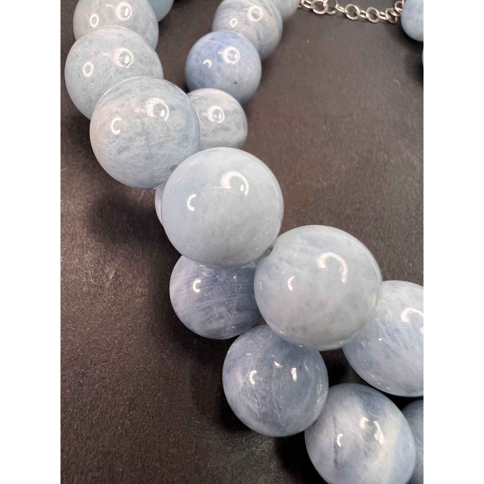 Other 11mm Aquamarine beaded necklace with sterling silver clasp Size ONE SIZE - 7 Thumbnail