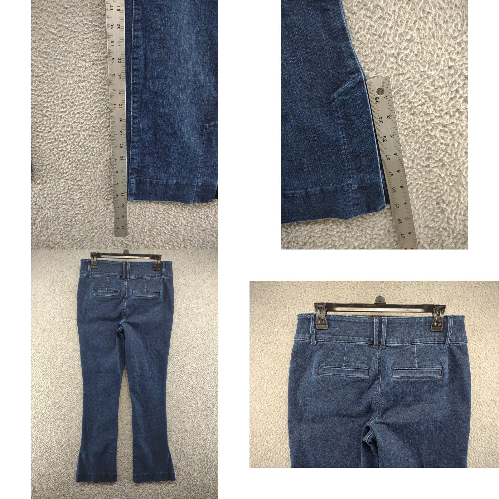 Vintage Maurices Women's Mid Rise Dark Wash Ankle Slit Jeans Size 8 Long Stretch Medium Denim Blue 5-Pocket Style Straight Mens Womens Girls? Size 30" / US 8 / IT 44 - 8 Thumbnail