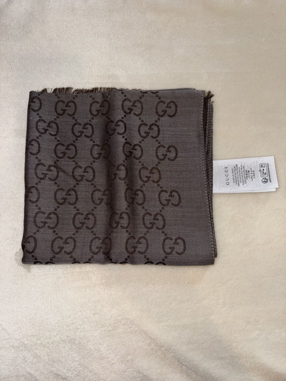 Gucci Gucci Two-Tone Brown Silk Scarf Size ONE SIZE - 1 Thumbnail