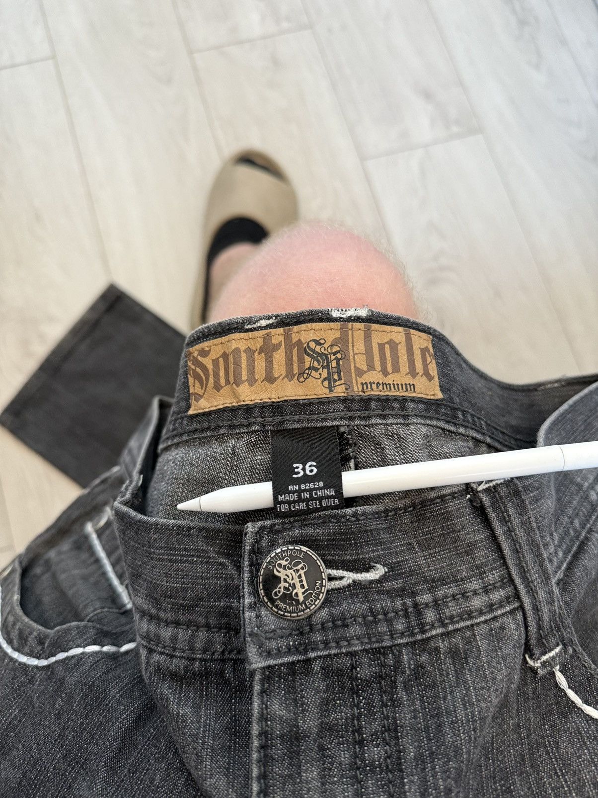 Southpole Southpole Premium Black Grey Baggy Denim Jeans Print Logo Size US 36 / EU 52 - 8 Thumbnail