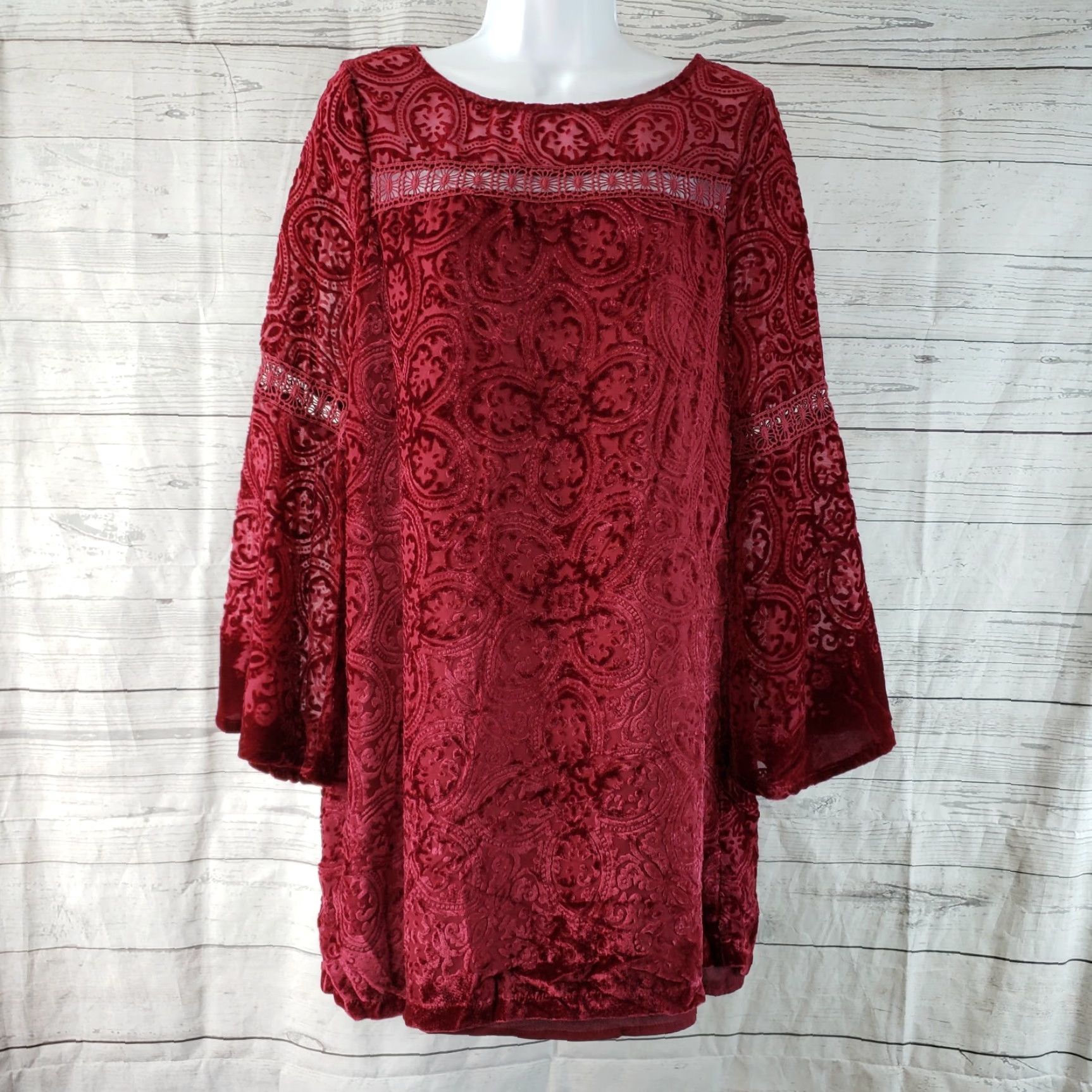 Vintage **Clover + Scout Women's Large Red Long Sleeve Tunic Top** User: **Clover + Scout Women's Large Red Tunic Top** Size L / US 10 / IT 46 - 2 Thumbnail