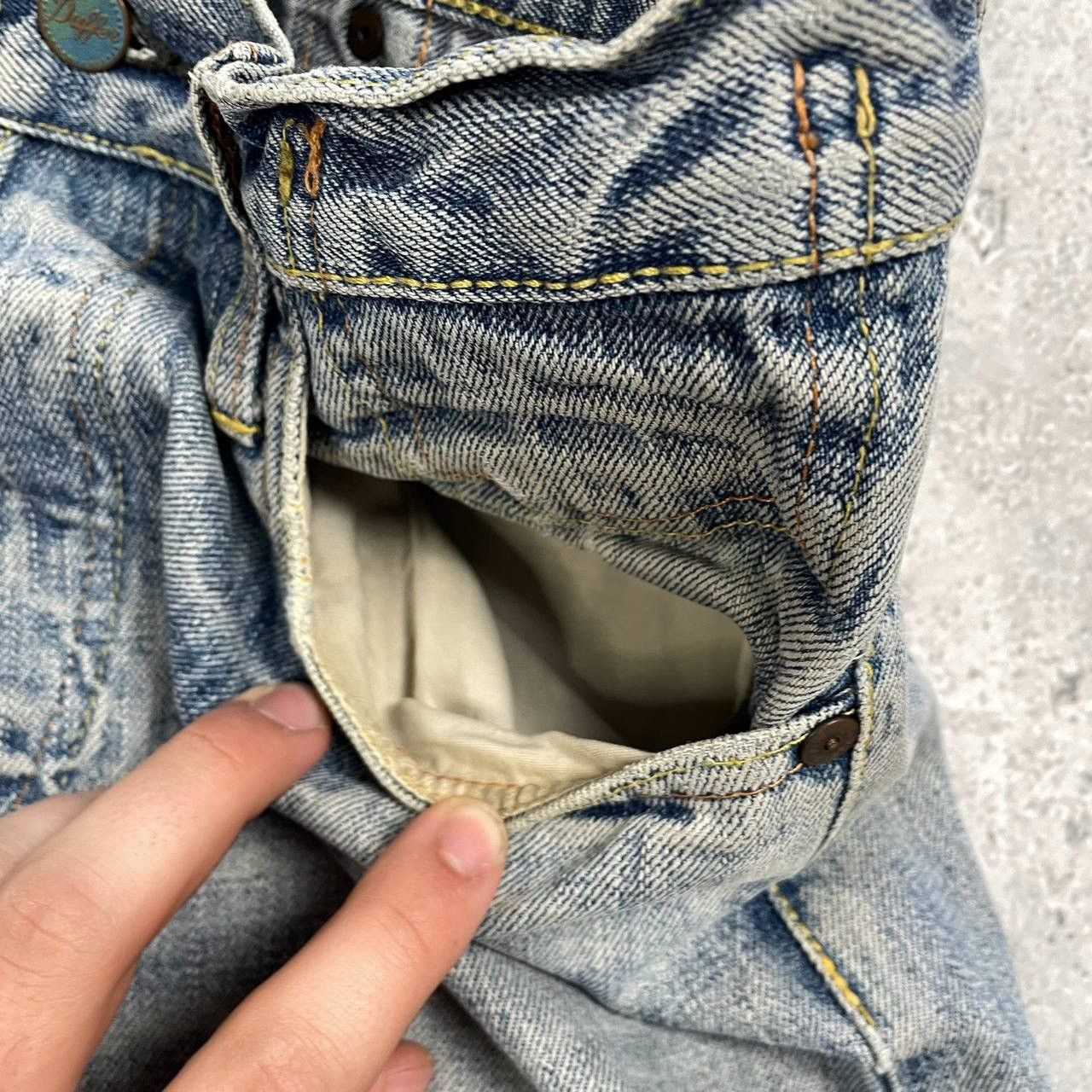The Duffer of St.George Duffer Selvedge Distressed & Stained Faded Chinch Back Jeans Size US 32 / EU 48 - 16 Thumbnail