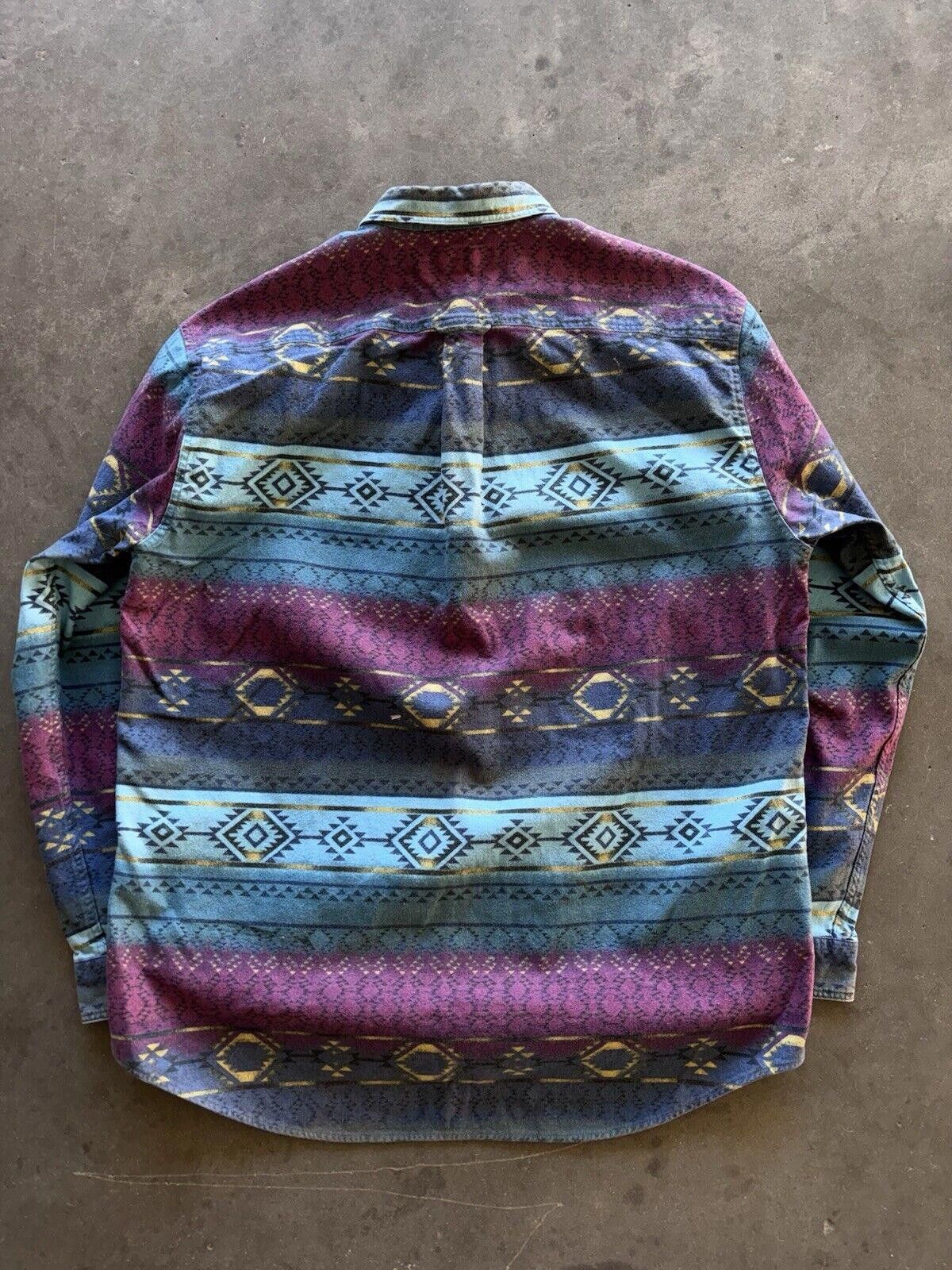 Cabelas × Vintage Cabelas Blue Aztec Striped Chamois Flannel Shirt Women Large Size L / US 10 / IT 46 - 6 Thumbnail
