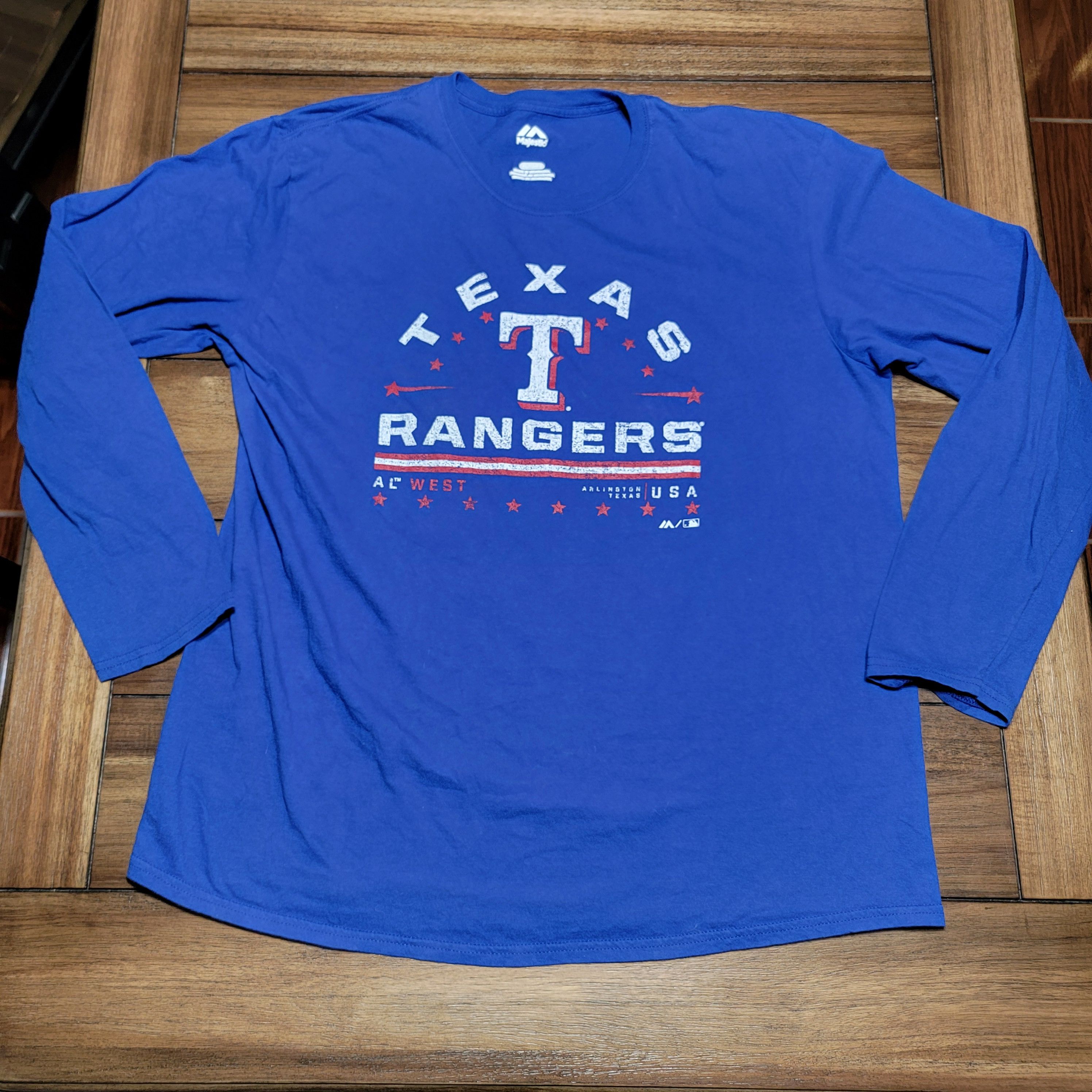 Majestic Majestic LS Royal Blue Unisex Tee Texas Rangers - Size XL Size US XL / EU 56 / 4 - 1 Thumbnail