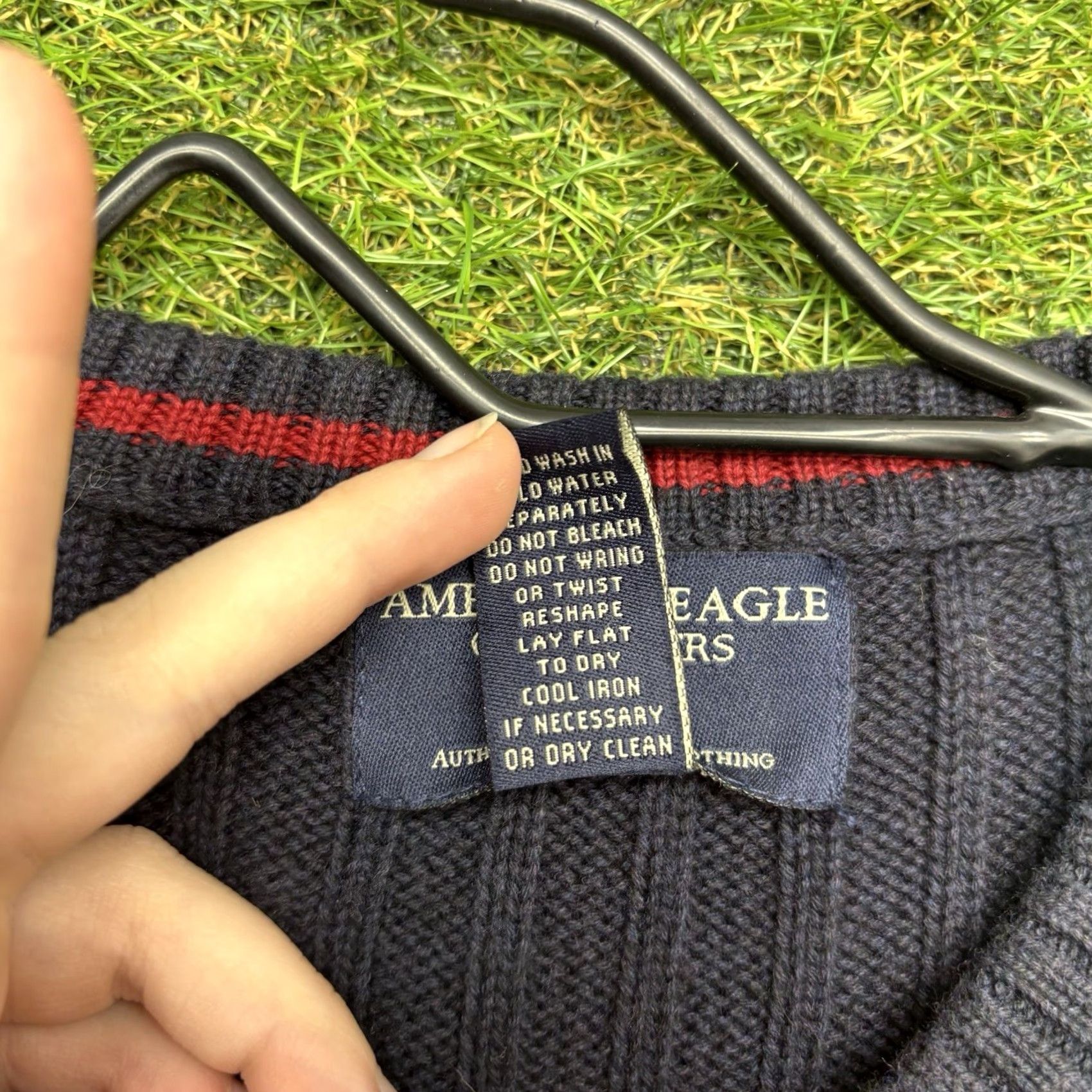 American Eagle Outfitters VINTAGE American Eagle Outfitters Sweater Mens M Pullover Knit Striped Wool Cotton V-Neck Slim Blue Winter Fall Golf Walking Preppy Modern Logo Size US M / EU 48-50 / 2 - 3 Thumbnail