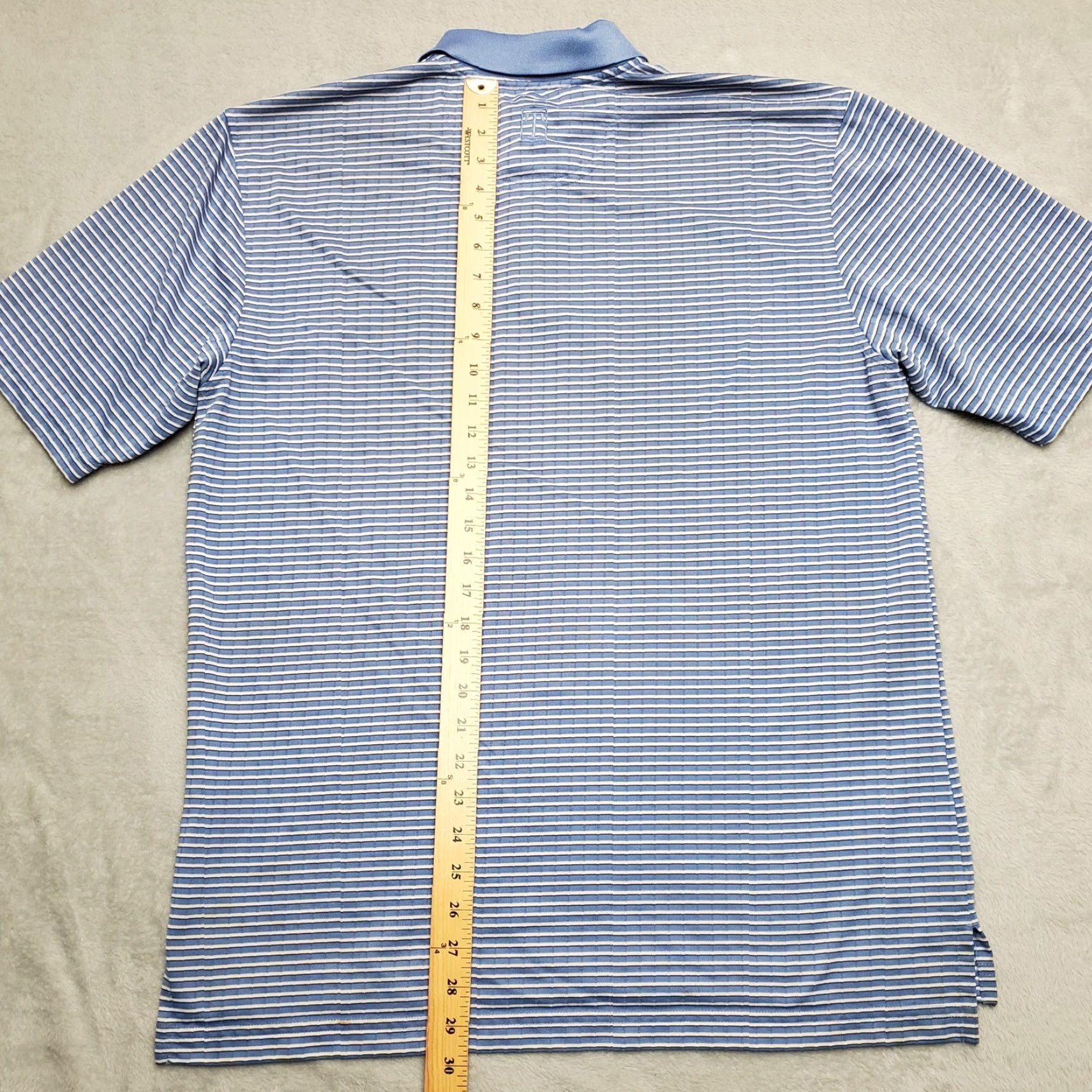 Vintage Tehama Shirt Mens L Blue Striped 100% Polyester Casual Performance Golf Polo Knit Button Collared Short Sleeve Mens Clothing Size US L / EU 52-54 / 3 - 6 Thumbnail