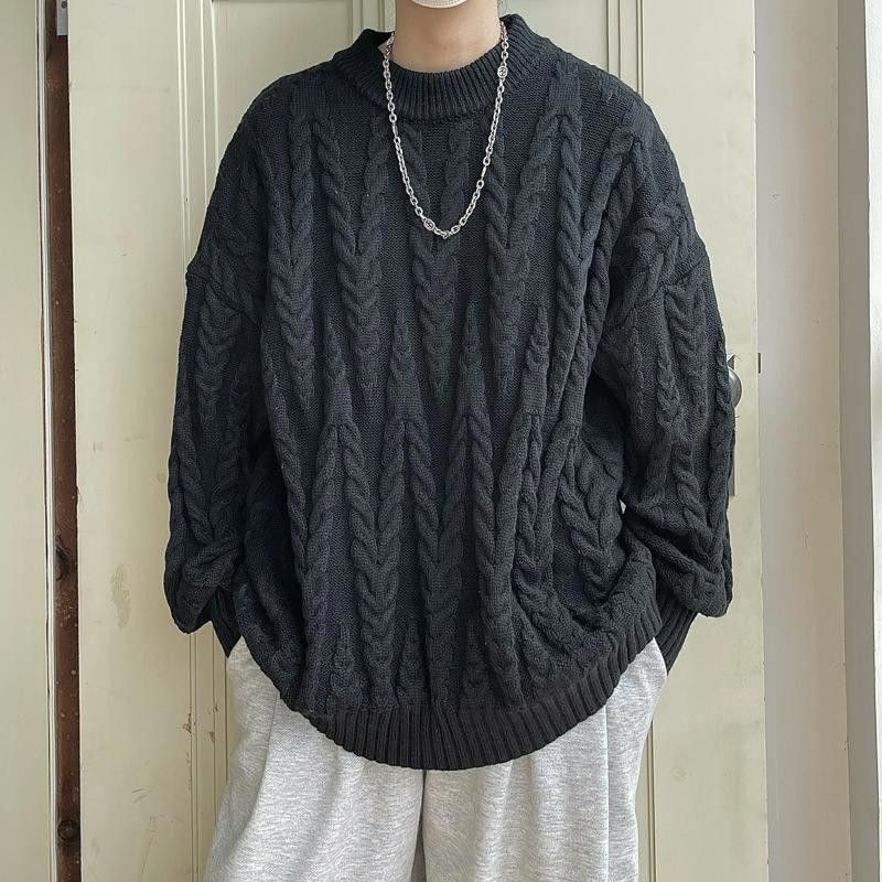 Coloured Cable Knit Sweater × Streetwear Black Cable Knit Sweater | Grailed