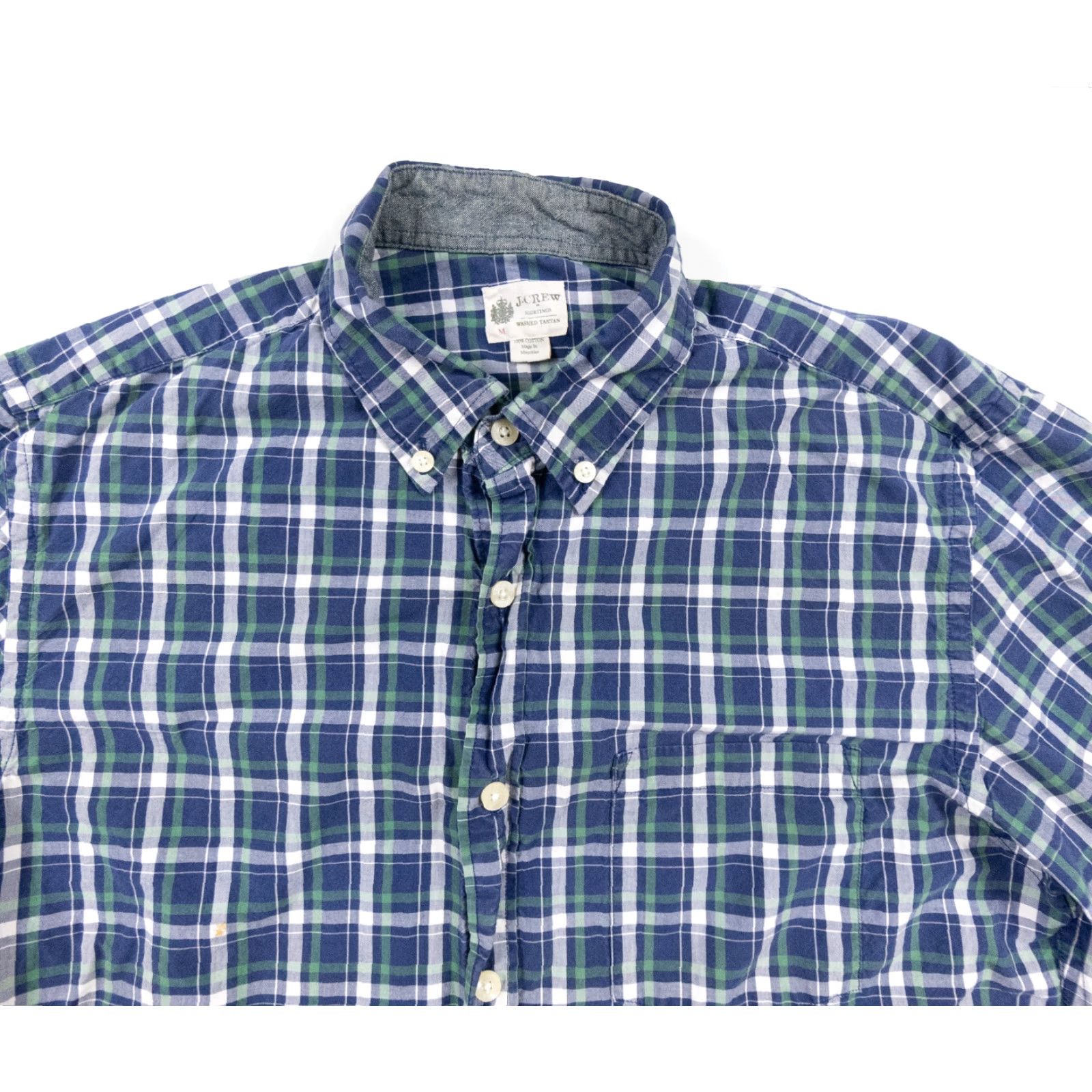 J.Crew J.CREW Shirt Adult Medium Blue Long Sleeve Button-Up Plaid Tartan Cotton Mens Size US M / EU 48-50 / 2 - 2 Thumbnail