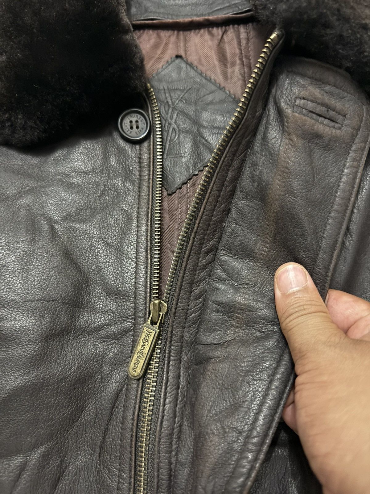 Yves Saint Laurent VTG YSL Leather Jacket Size US L / EU 52-54 / 3 - 7 Thumbnail