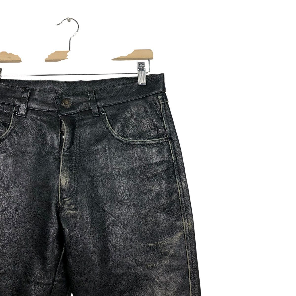Genuine Leather 🔥VINTAGE BIKER GENUINE LEATHER PANTS FMC ISSEY MIYAKE Size US 33 - 8 Thumbnail