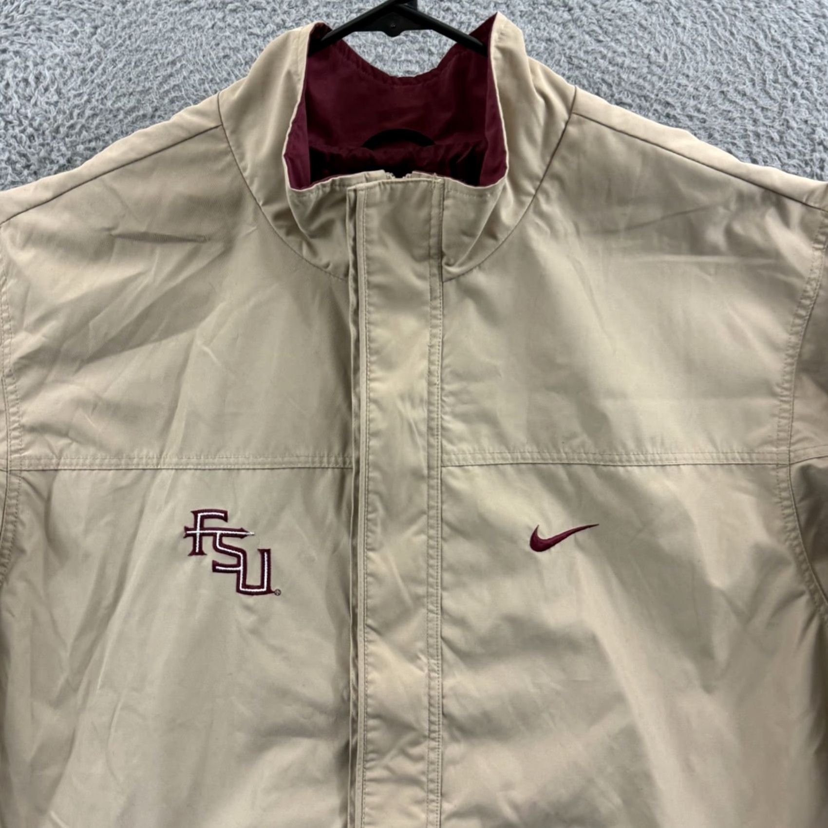 Nike VINTAGE Nike Florida State Seminoles Jacket Mens Large Beige Full Zip 90s Football Size US L / EU 52-54 / 3 - 3 Thumbnail