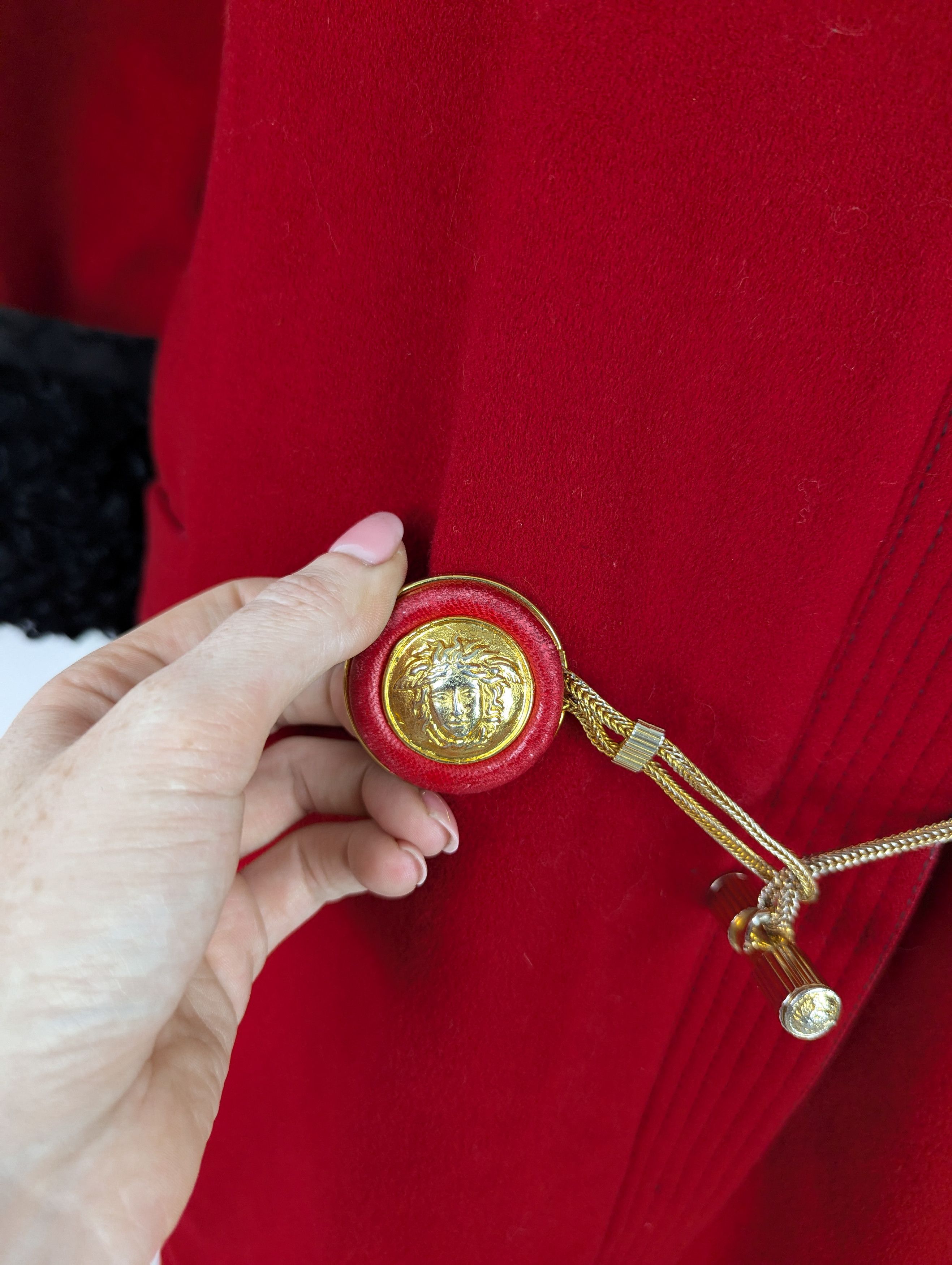 Versace Gianni Versace red wool dufflecoat coat L Size L / US 10 / IT 46 - 6 Thumbnail