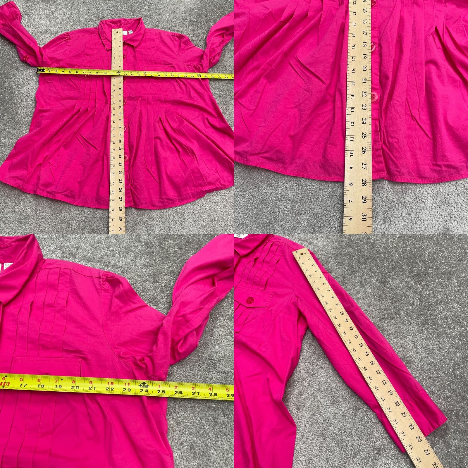 Pinko JPR Pleated Button Down Blouse Womens 20W Pink Long Sleeve Top Shirt Blouse Women’s Plus Size"} Size 3XL / US 20-22 - 8 Thumbnail