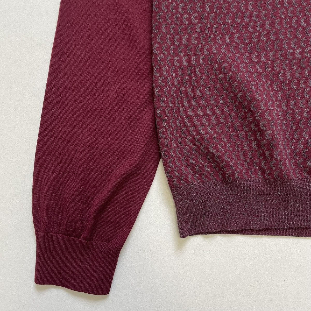 Maison Margiela A/W 13 Burgundy Patterned Wool Sweater Size US L / EU 52-54 / 3 - 8 Thumbnail