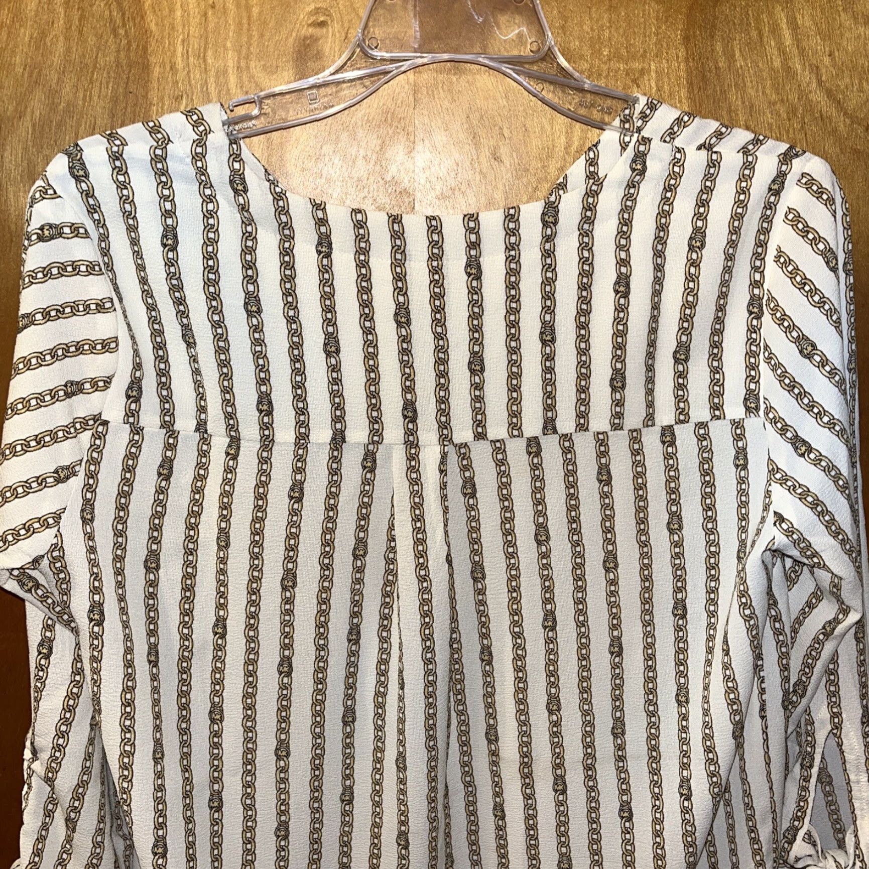 Michael Kors Michael Kors Bone/Gold Size Small Blouse Gold Chain Detail with Wrist Tie Bow Size S / US 4 / IT 40 - 6 Thumbnail