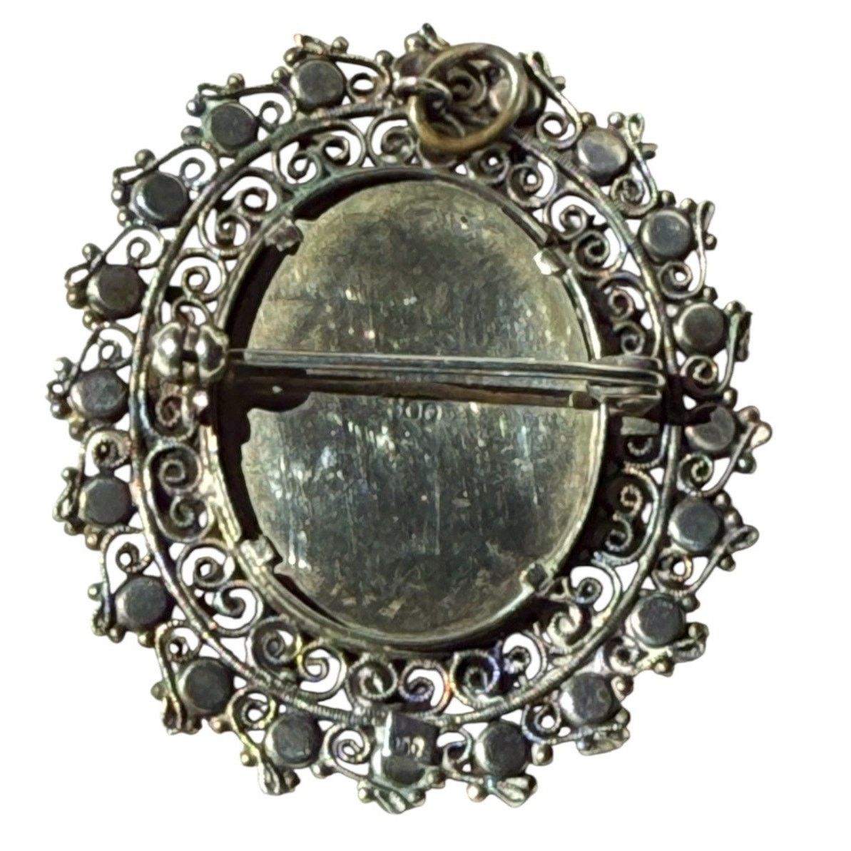 The Unbranded Brand Vintage Portrait Brooch HandPainted Mini Filigree Faux Pearl Size ONE SIZE - 4 Thumbnail
