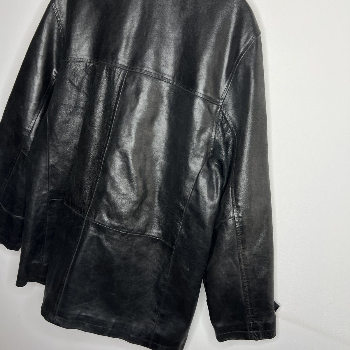 Vintage Vintage Heavy Genuine Leather Coat Double Breasted Black 90s Size US M / EU 48-50 / 2 - 8 Thumbnail
