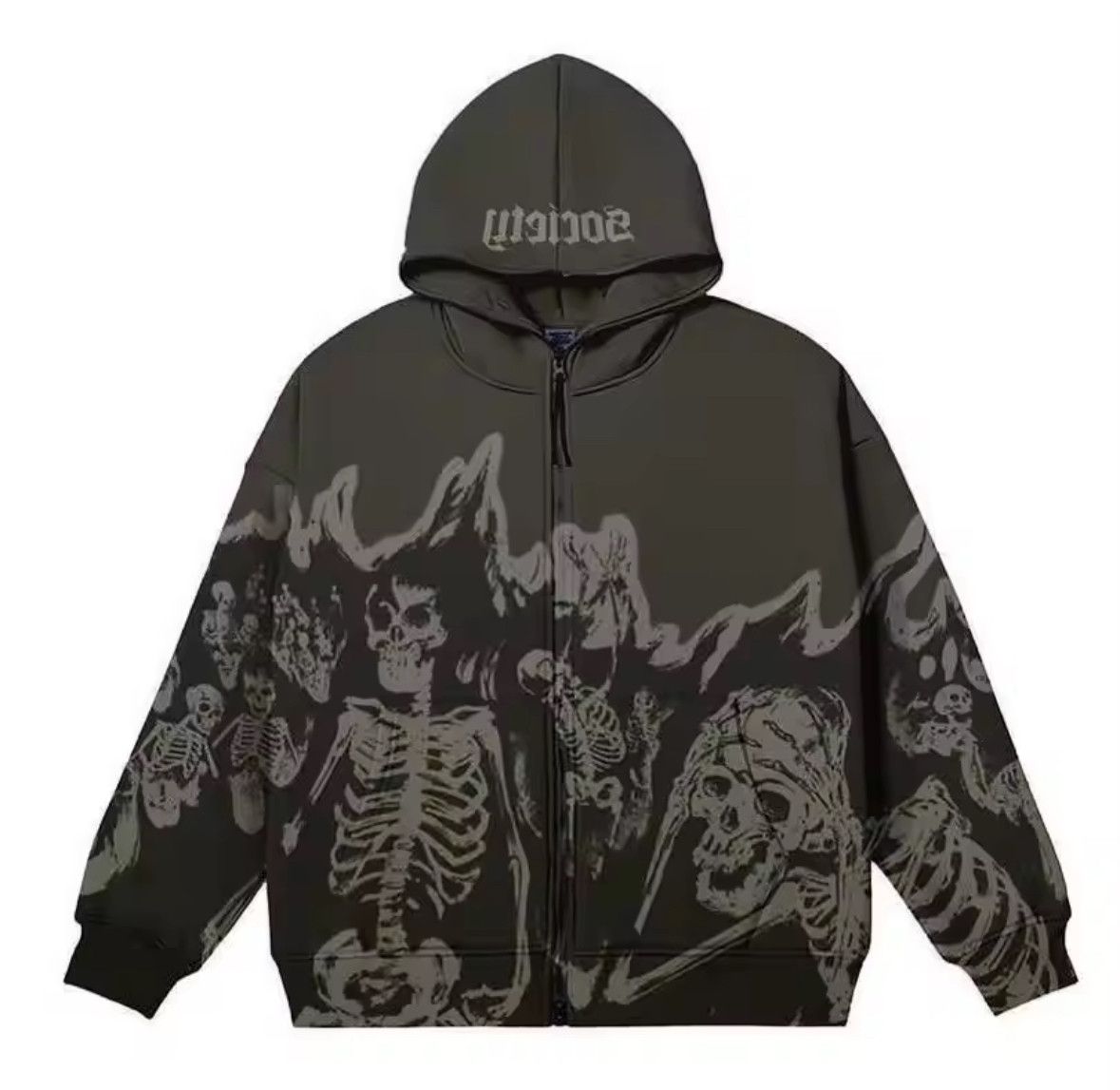 Other Y2K Millennium Dark Style Long Sleeve Skeleton Skull Hoodie Size US L / EU 52-54 / 3 - 1 Thumbnail
