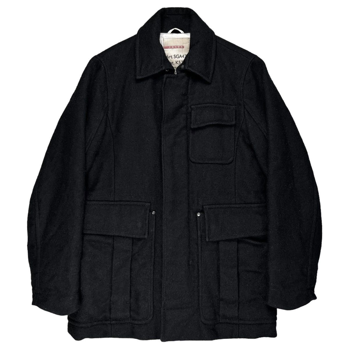 image of Prada Heavy Short Mohair Coat in Black, Men's (Size Medium)