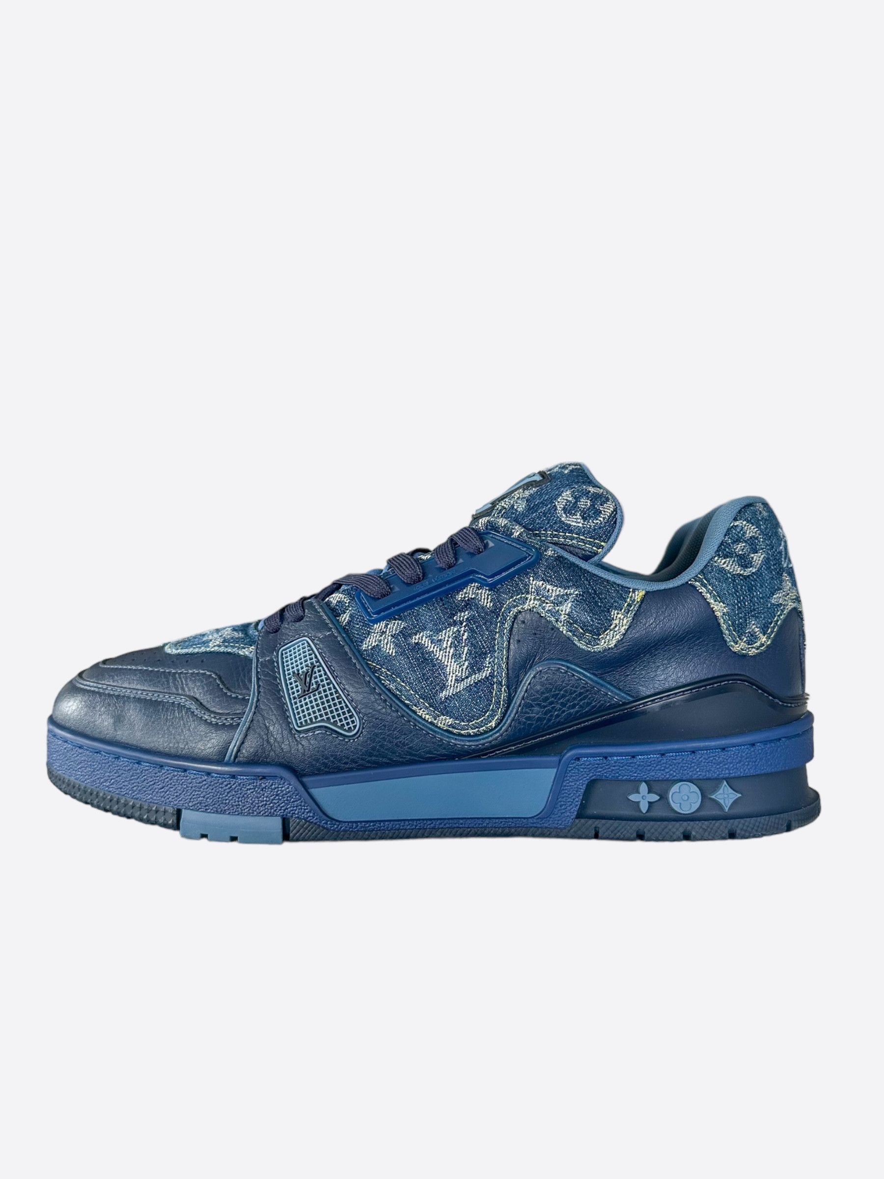 Louis Vuitton × Nigo Louis Vuitton Nigo Blue Denim Monogram Trainers Size US 8 / EU 41 - 3 Thumbnail