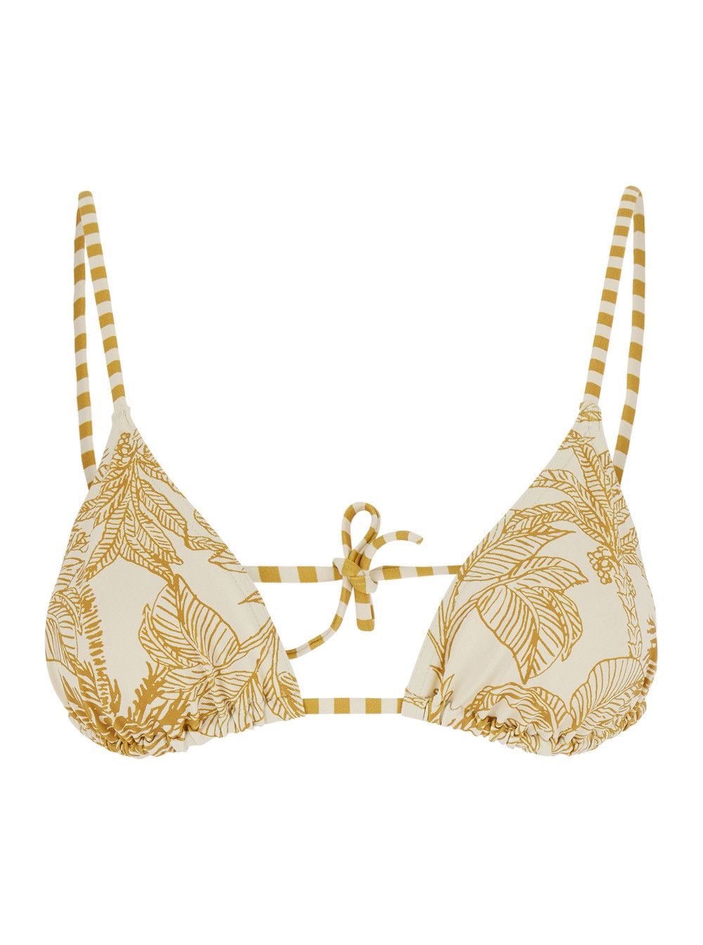ERES 'Voyage' Yellow Bikini Top with thin straps and all-over floral print in tech fabric for women Size M / US 6-8 / IT 42-44 - 1 Thumbnail