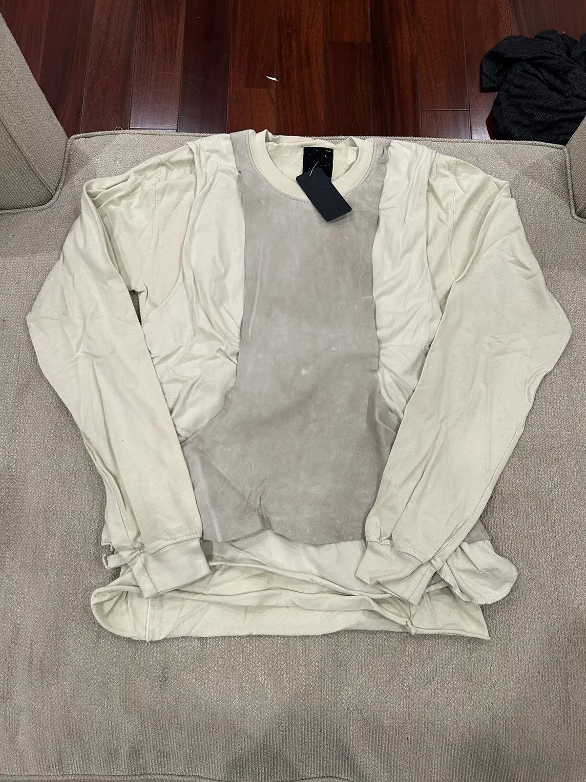 Rick Owens Rick Owens SLAB Leather Layered Crewneck Sweater Size US S / EU 44-46 / 1 - 1 Thumbnail