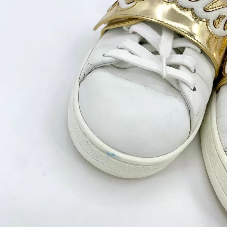 Louis Vuitton Louis Vuitton White Velcro Round Toe Lace Up Board Sneaker Size US 5.5 / IT 35.5 - 9 Thumbnail