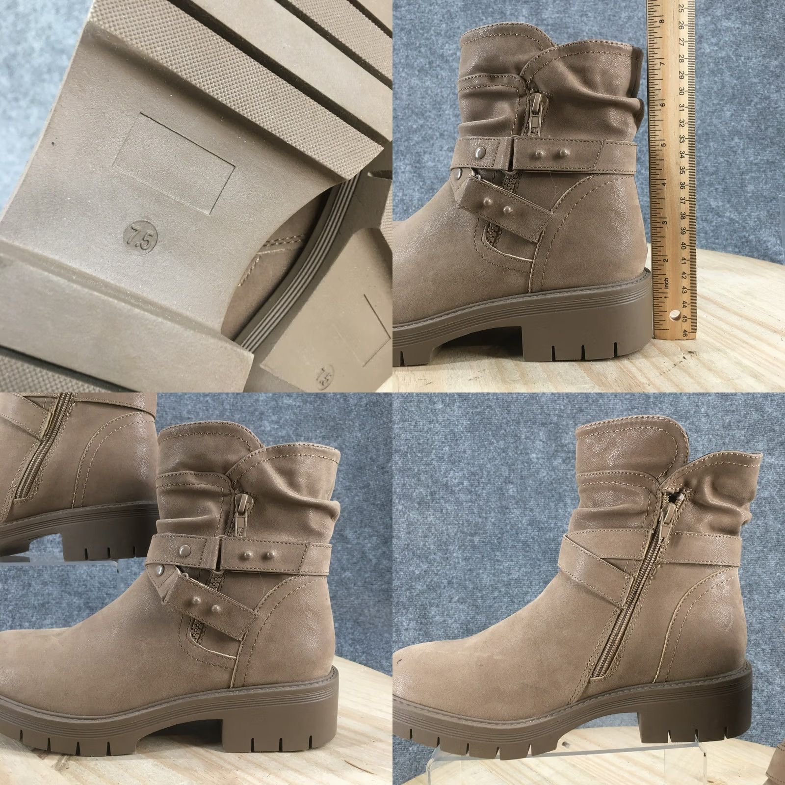 Vintage Maurices Boots Womens Arya Ankle Booties Brown Faux Leather Side Zip Block M Womens 7.5 Shoes Brown Bootie Casual Fall Winter Modern Mens? Size US 8 / IT 38 - 9 Thumbnail