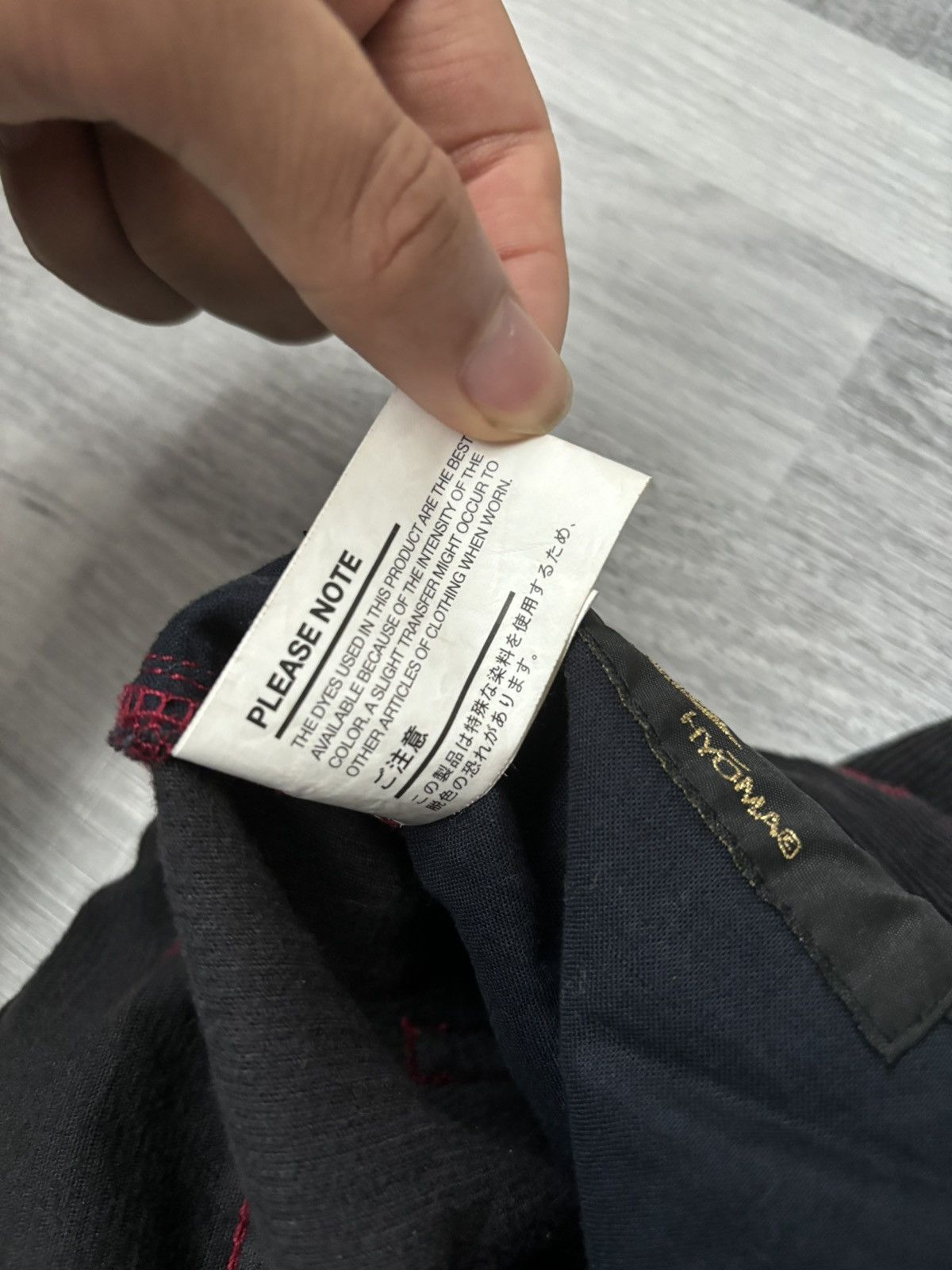 20471120 Hyoma 'Red Line' Black Corduroy Trousers Pants